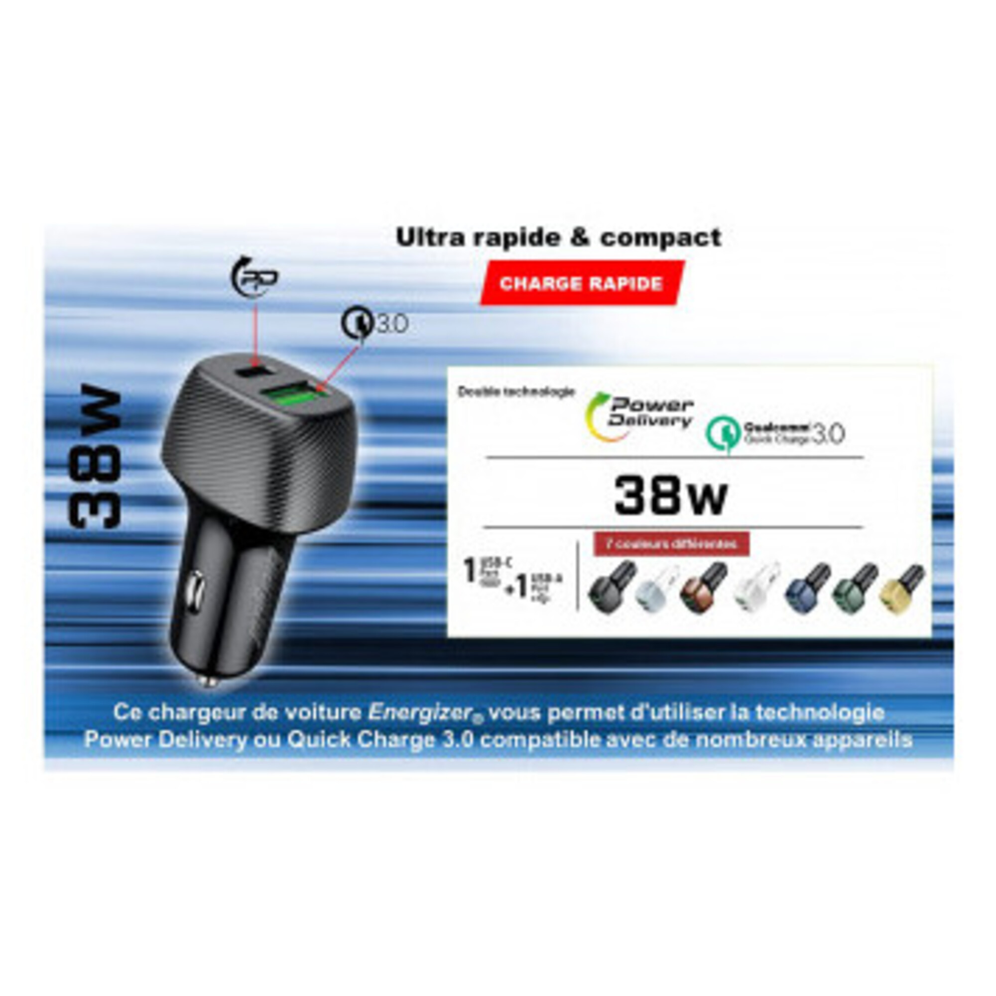 ENGZR CAR CHARGER PD QC3 WALNUT BUR Neuf - vue 6