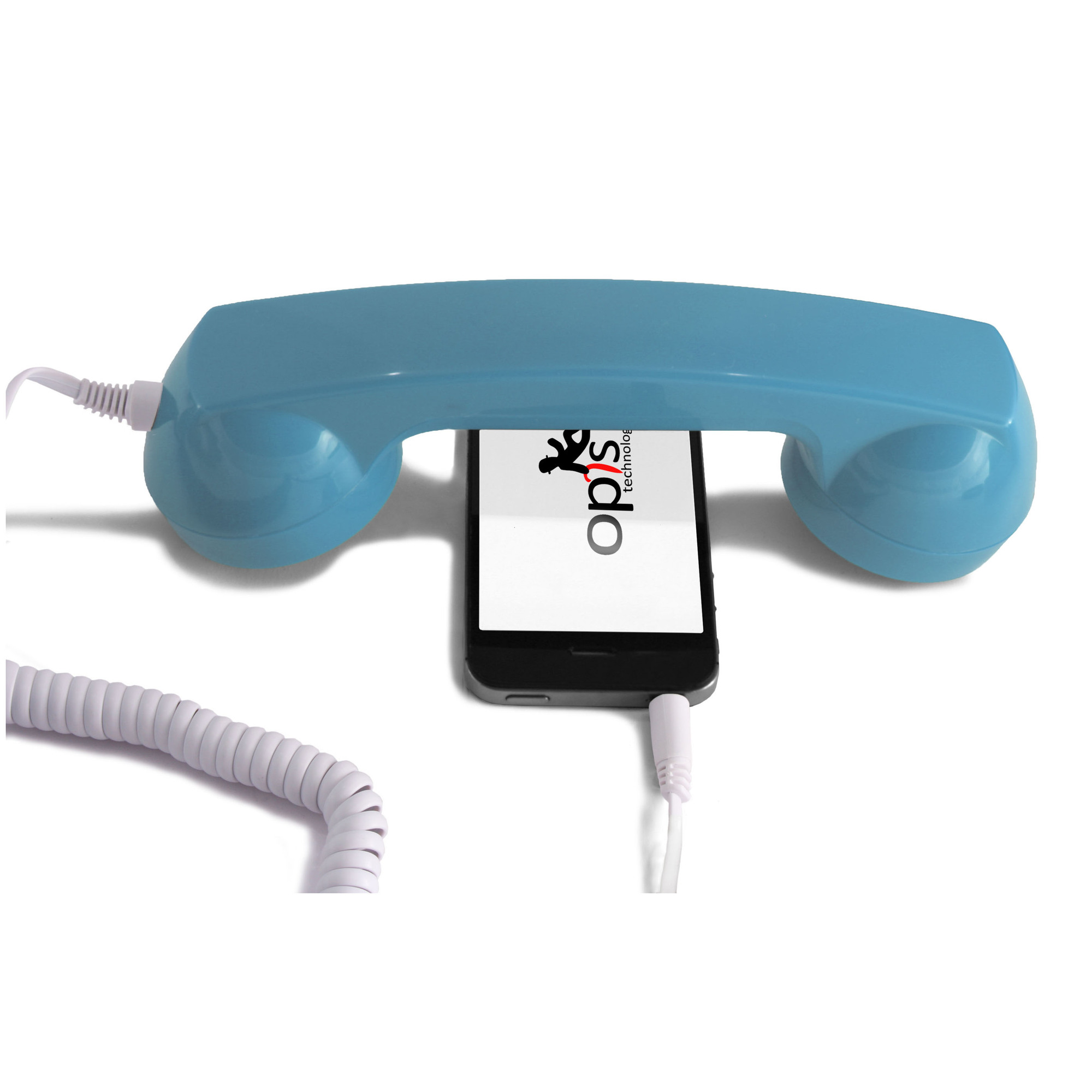 Combiné Téléphone Rétro pour Smartphones Android - Bleu Clair - Neuf