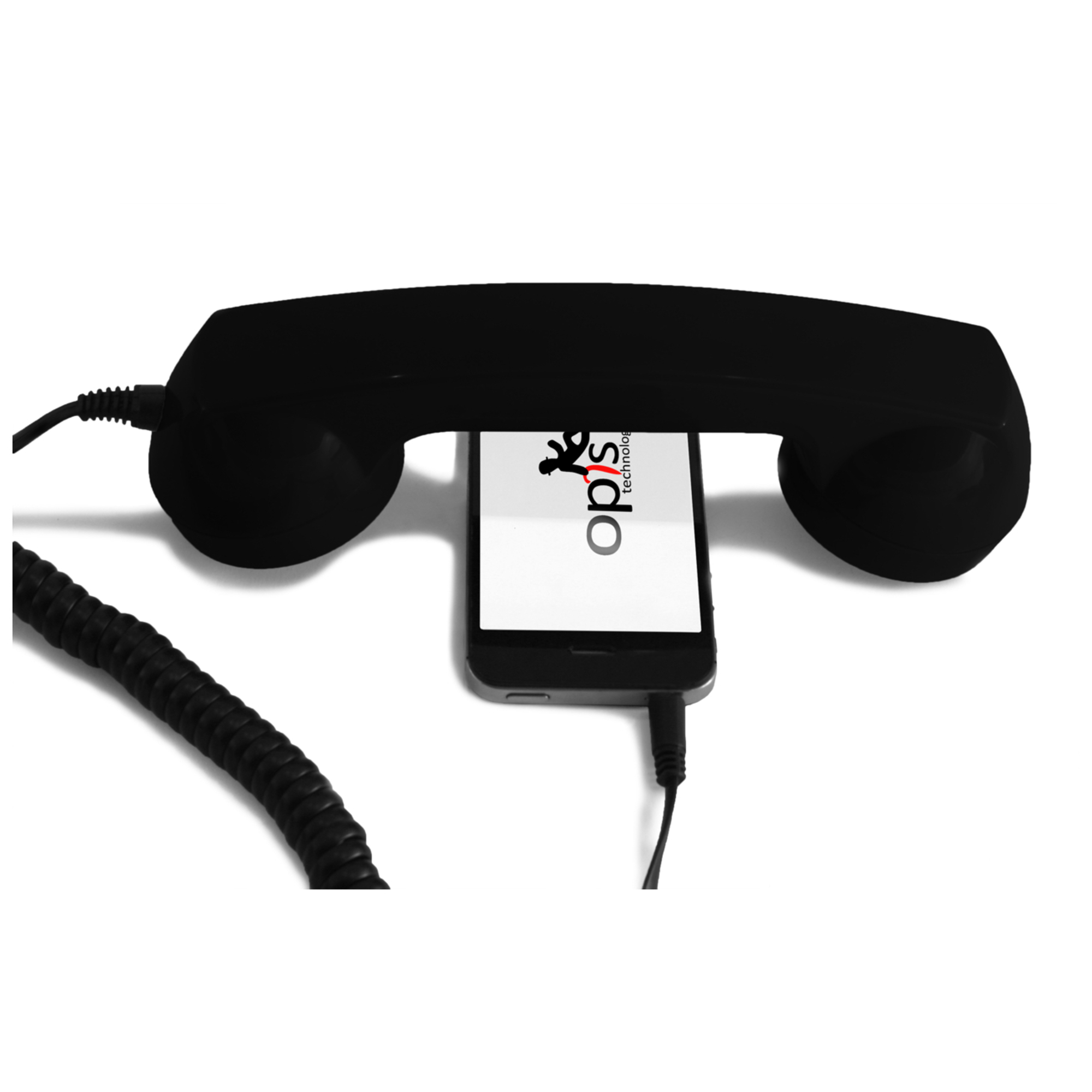 Combiné Téléphone Rétro pour Smartphones Android - Noir - Neuf