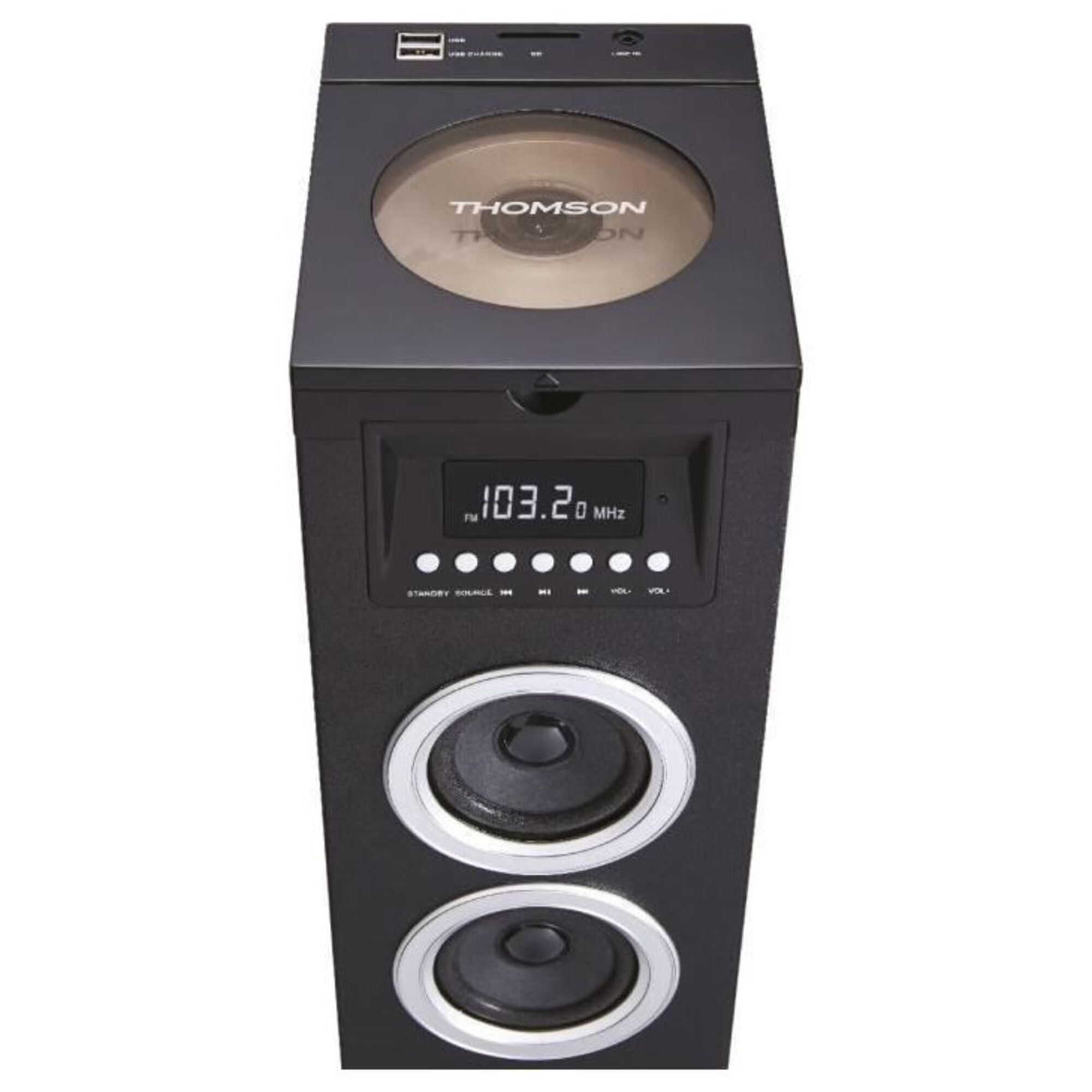 Tour haut-parleurs multimédia DS120CD - Lecteur CD - 60W - Bluetooth, USB, Radio FM - Affichage LED - Noir - Neuf