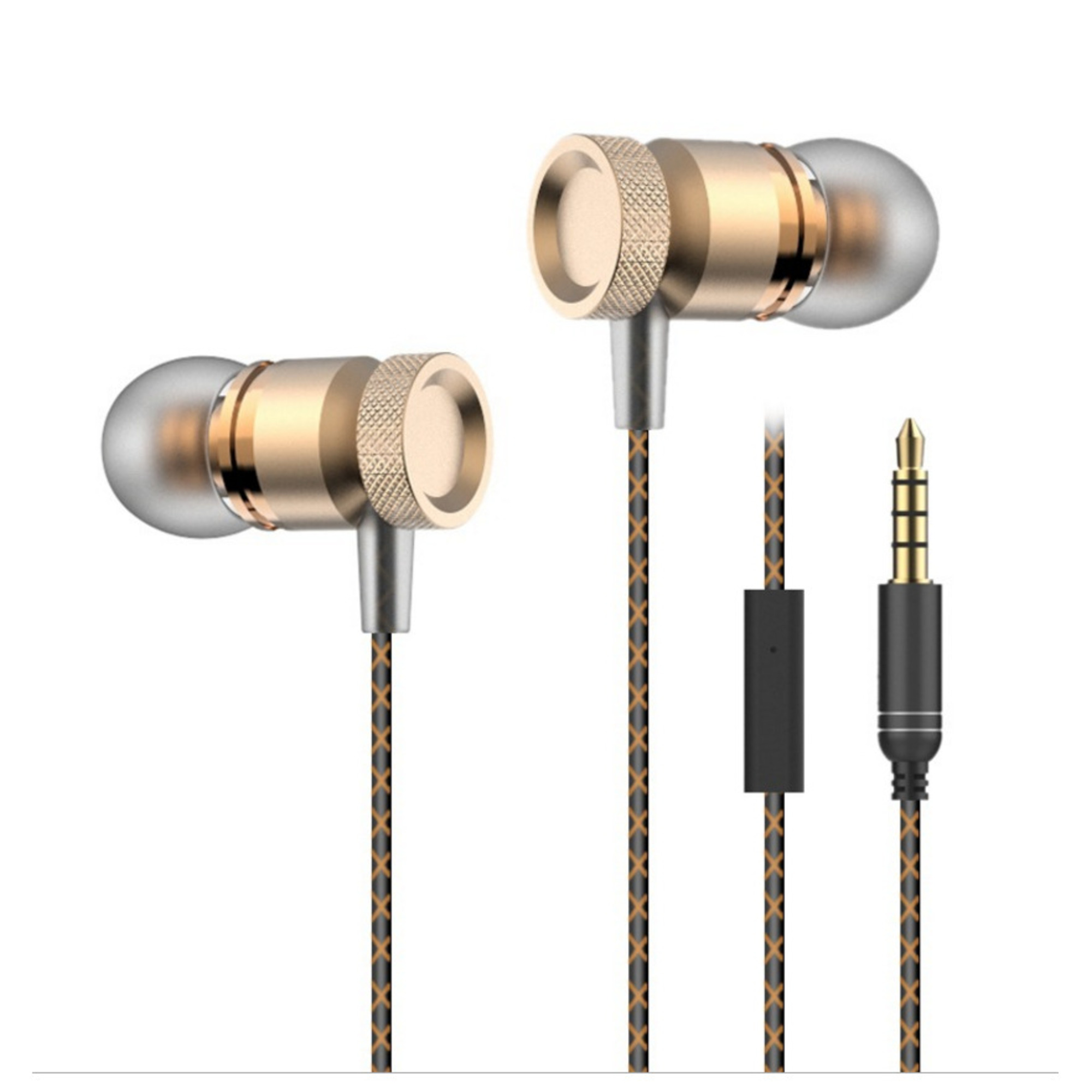 Ecouteurs Metal pour Smartphone avec Micro Kit Main Libre INTRA AURICULAIRE Casque Universel Jack OR Neuf