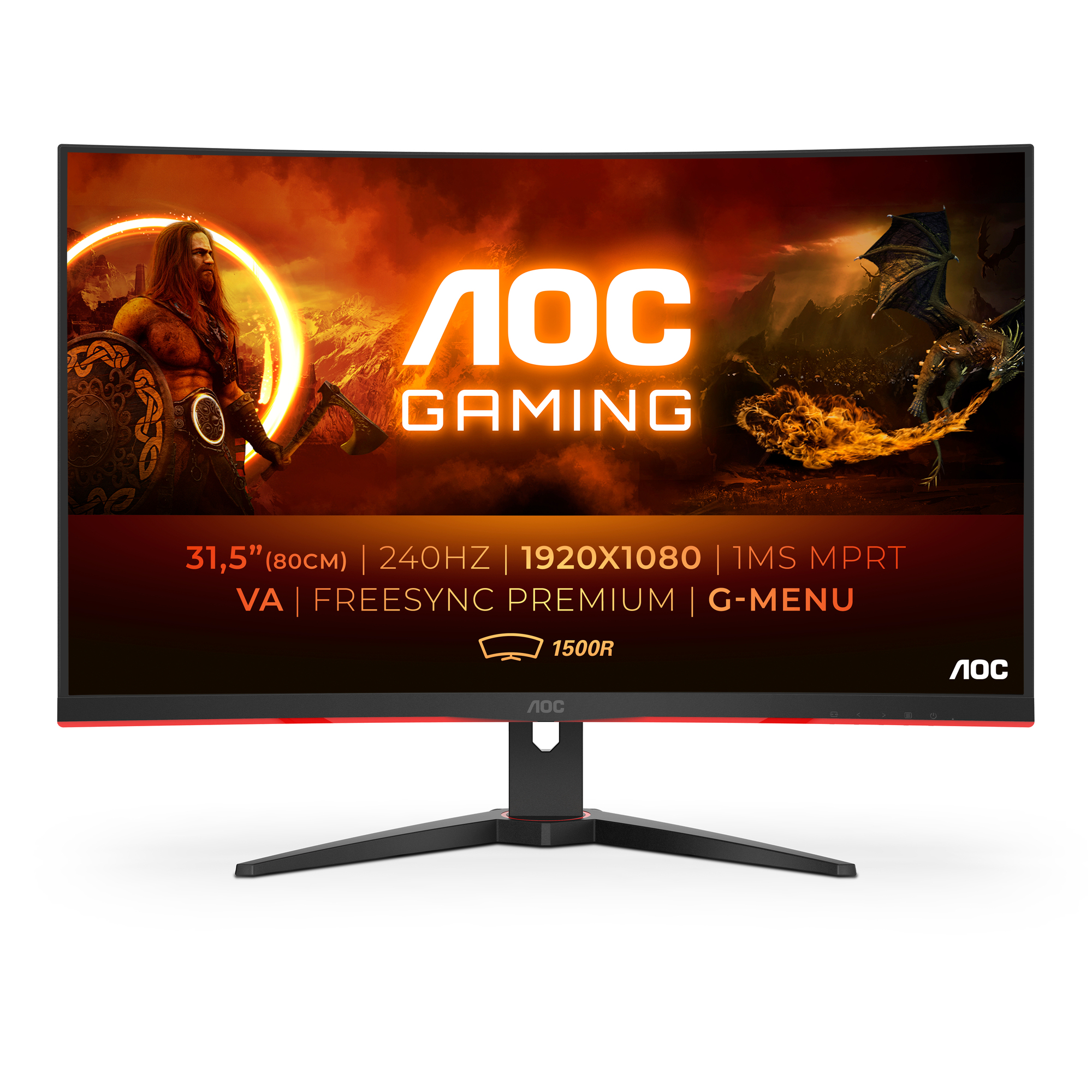 AOC G2 C32G2ZE/BK écran plat de PC 80 cm (31.5 ) 1920 x 1080 pixels Full HD LED Noir, Rouge - Neuf