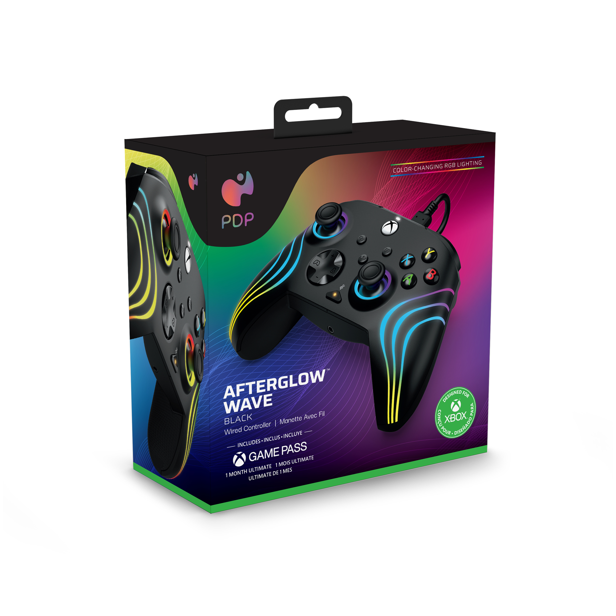 PDP Afterglow Wave Noir USB Manette de jeu PC, Xbox One, Xbox Series S, Xbox Series X - Neuf