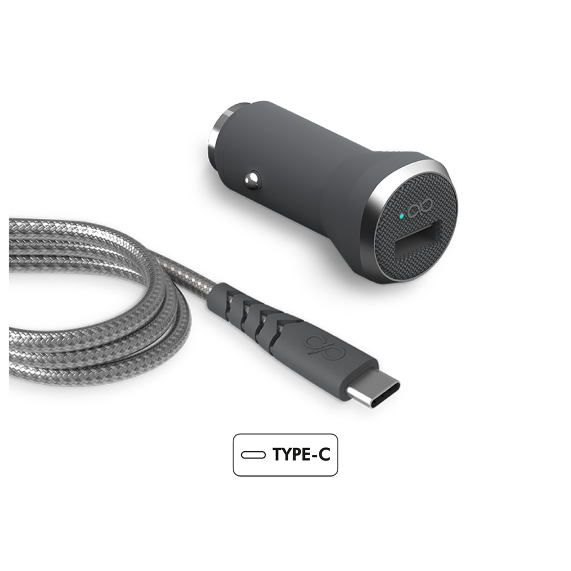 Force Power Kit Chargeur voiture rapide et Câble renforcé USB vers USB C 1.2 m - vue 1