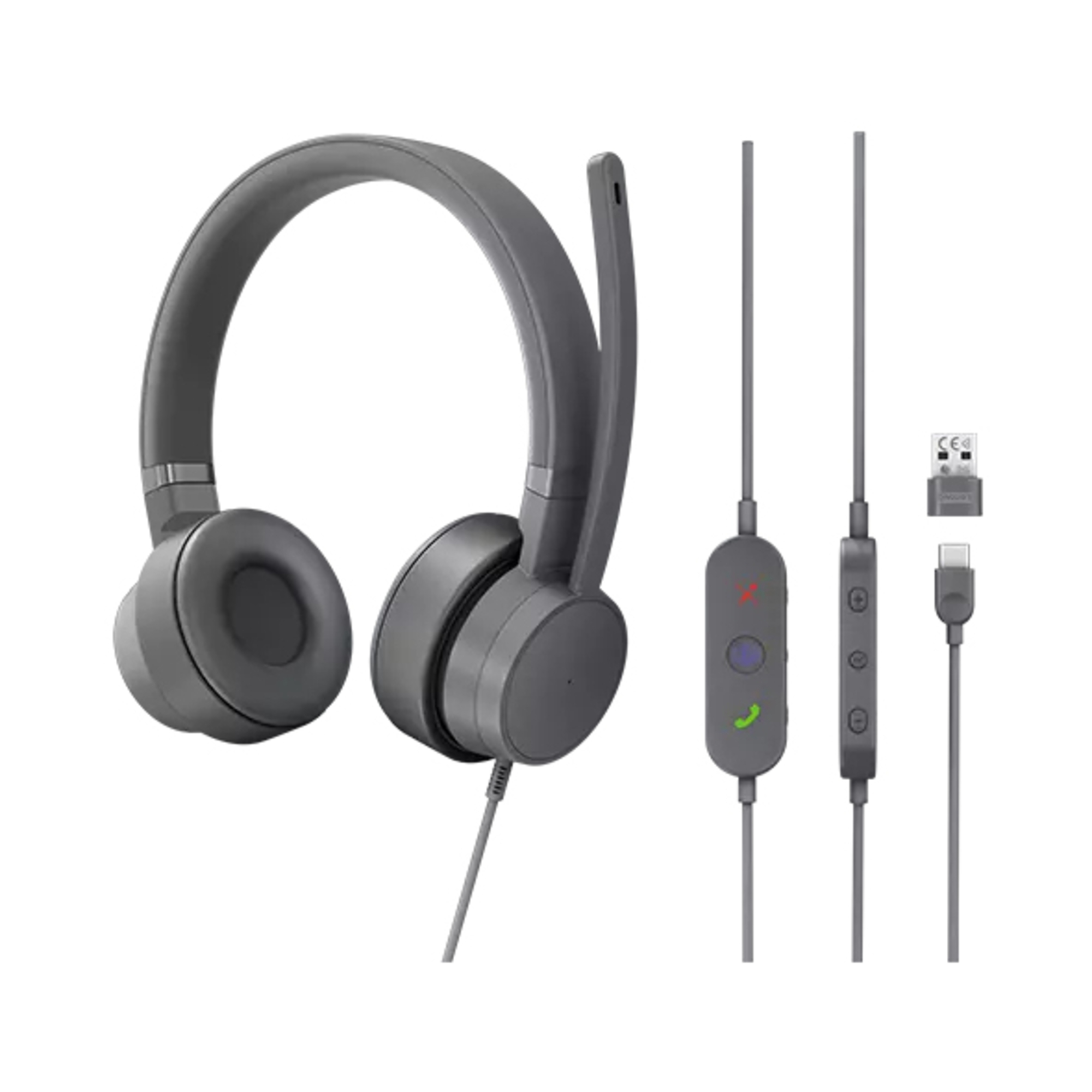 Lenovo GXD1C99243 écouteur/casque Avec fil Arceau Appels/Musique USB Type-C Gris - Neuf