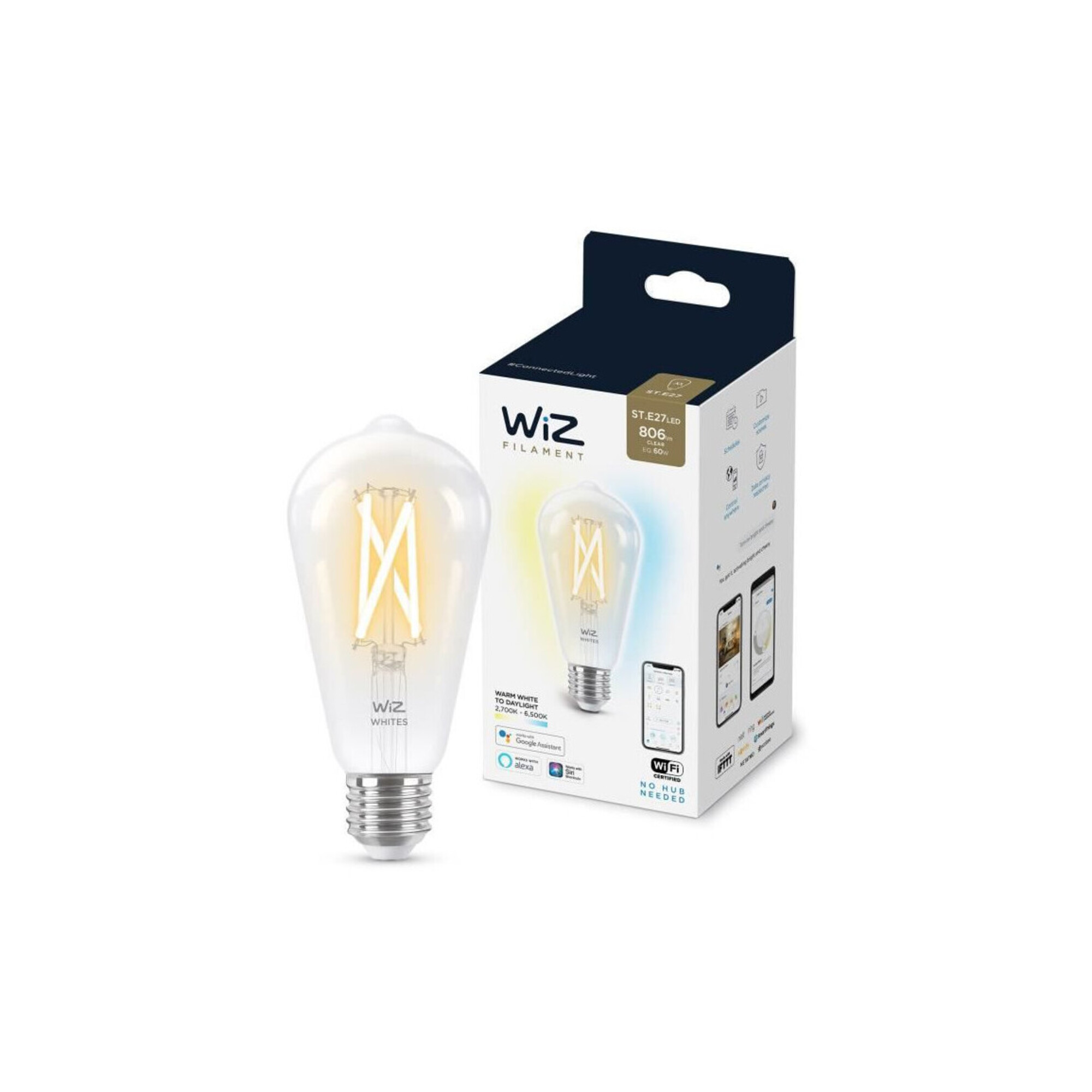 WiZ Ampoule transparente à filament ST64 E27 Neuf