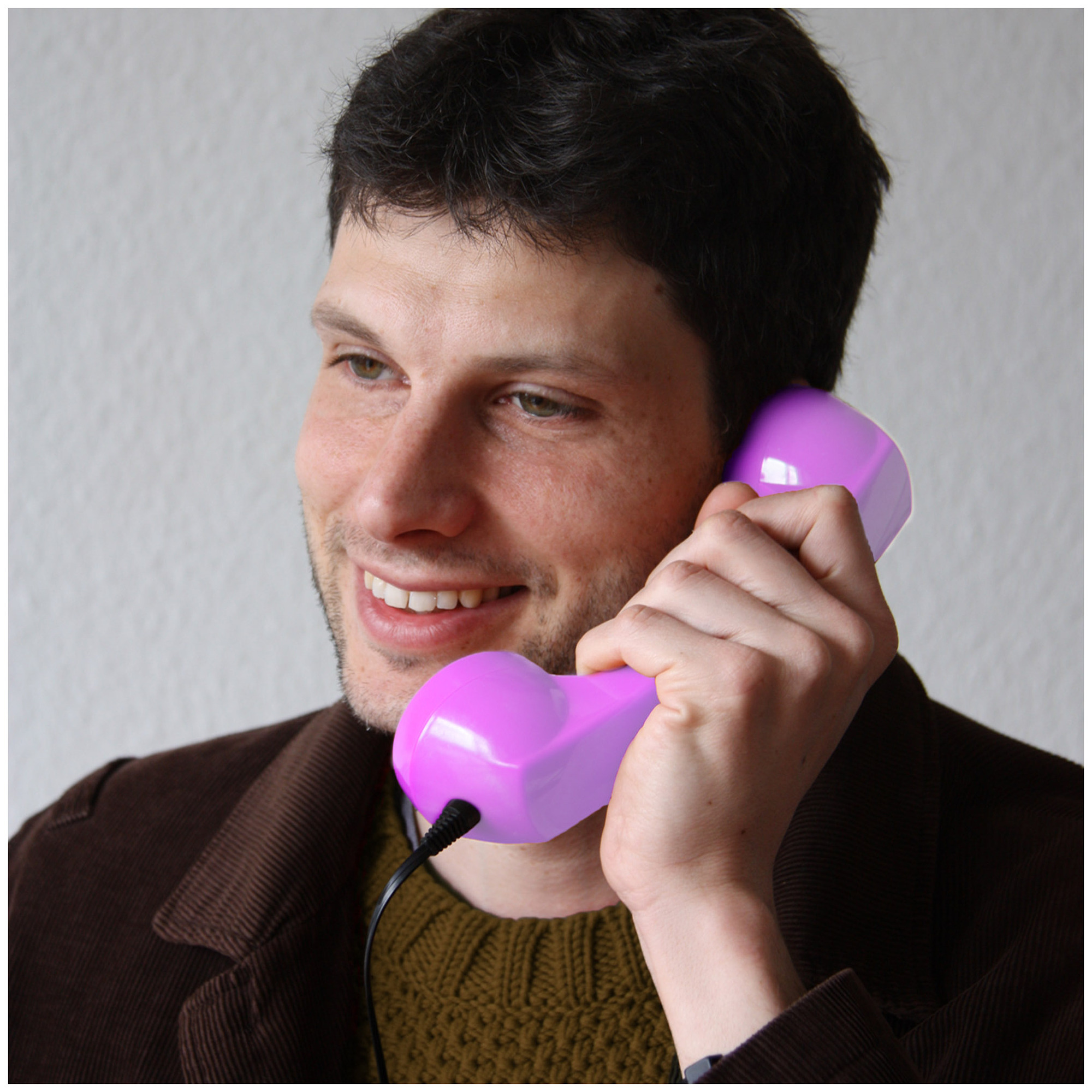 Combiné Téléphone Rétro pour Smartphones Android - Rose - Neuf