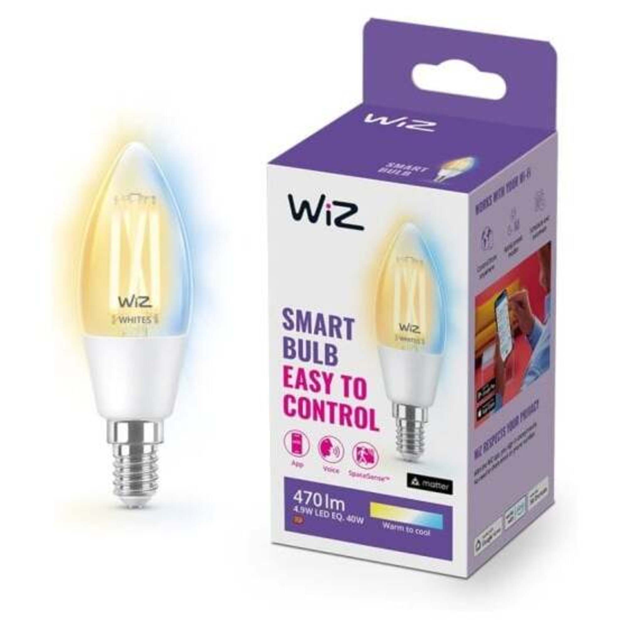 WIZ Whites Bombilla LED Wi Fi Filamento E14 C35 Blanco Regulable Neuf