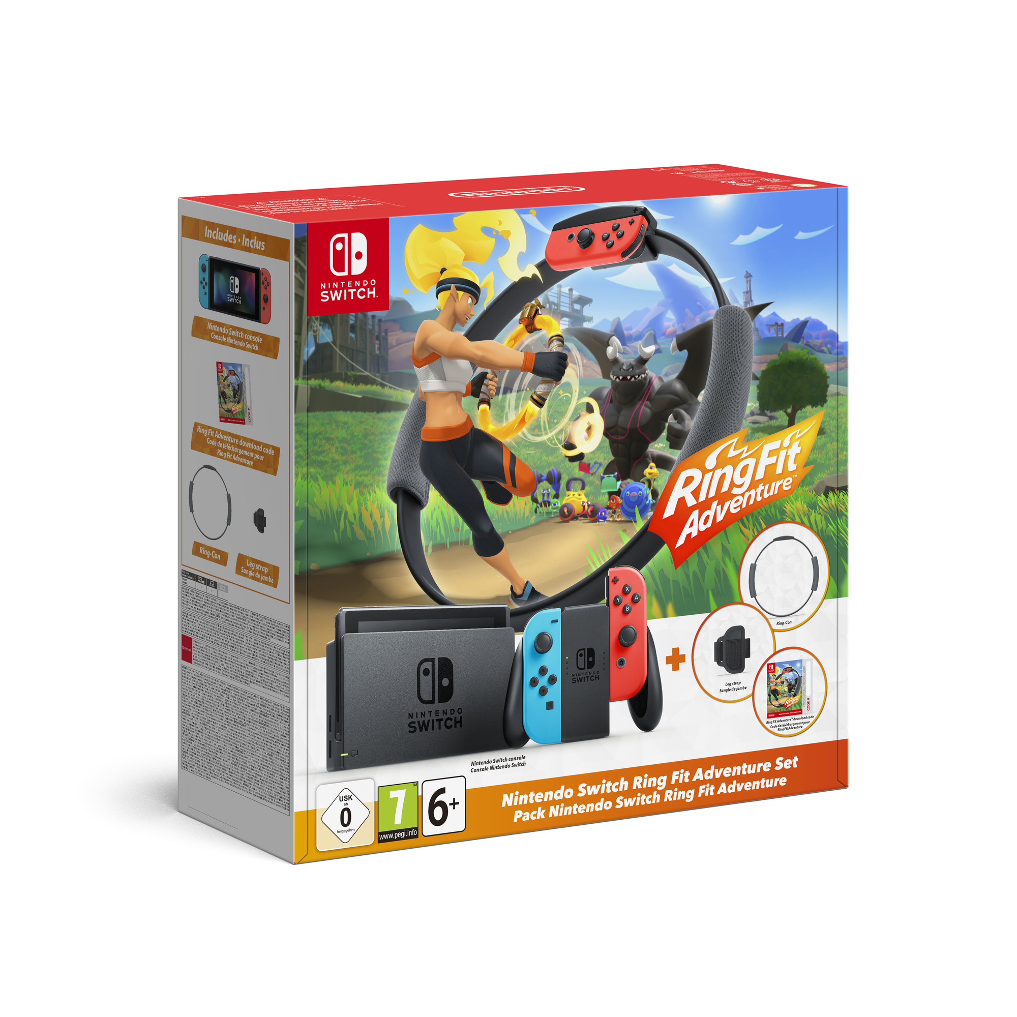 Switch + Ring Fit Adventure - Console de jeux portables 15,8 cm (6.2 ) 32 Go Wifi, Noir, Bleu, Rouge - Très bon état