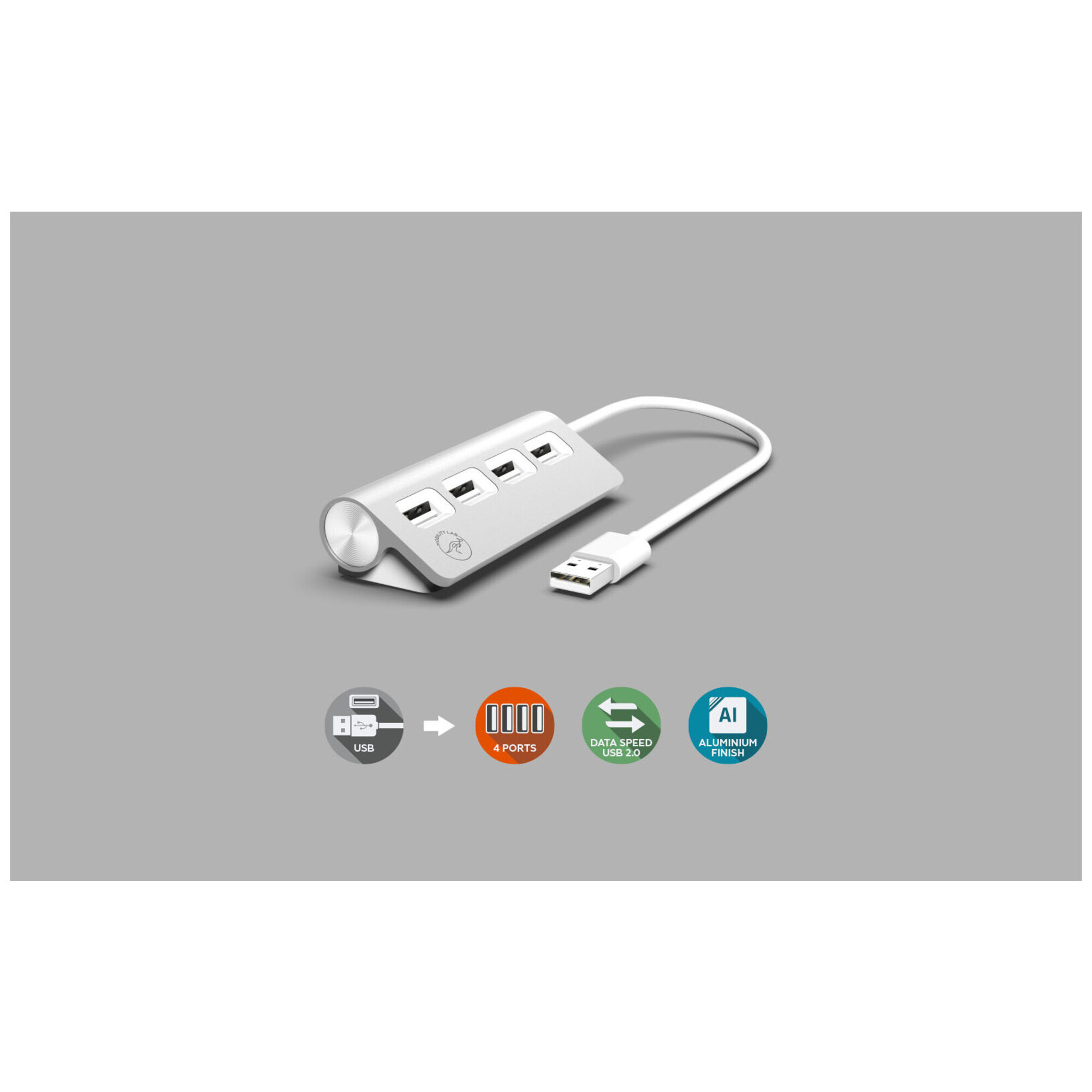 MOBILITY LAB - Hub 4 Ports USB Cylindre USB 2.0 Pour MAC et WINDOWS - Neuf