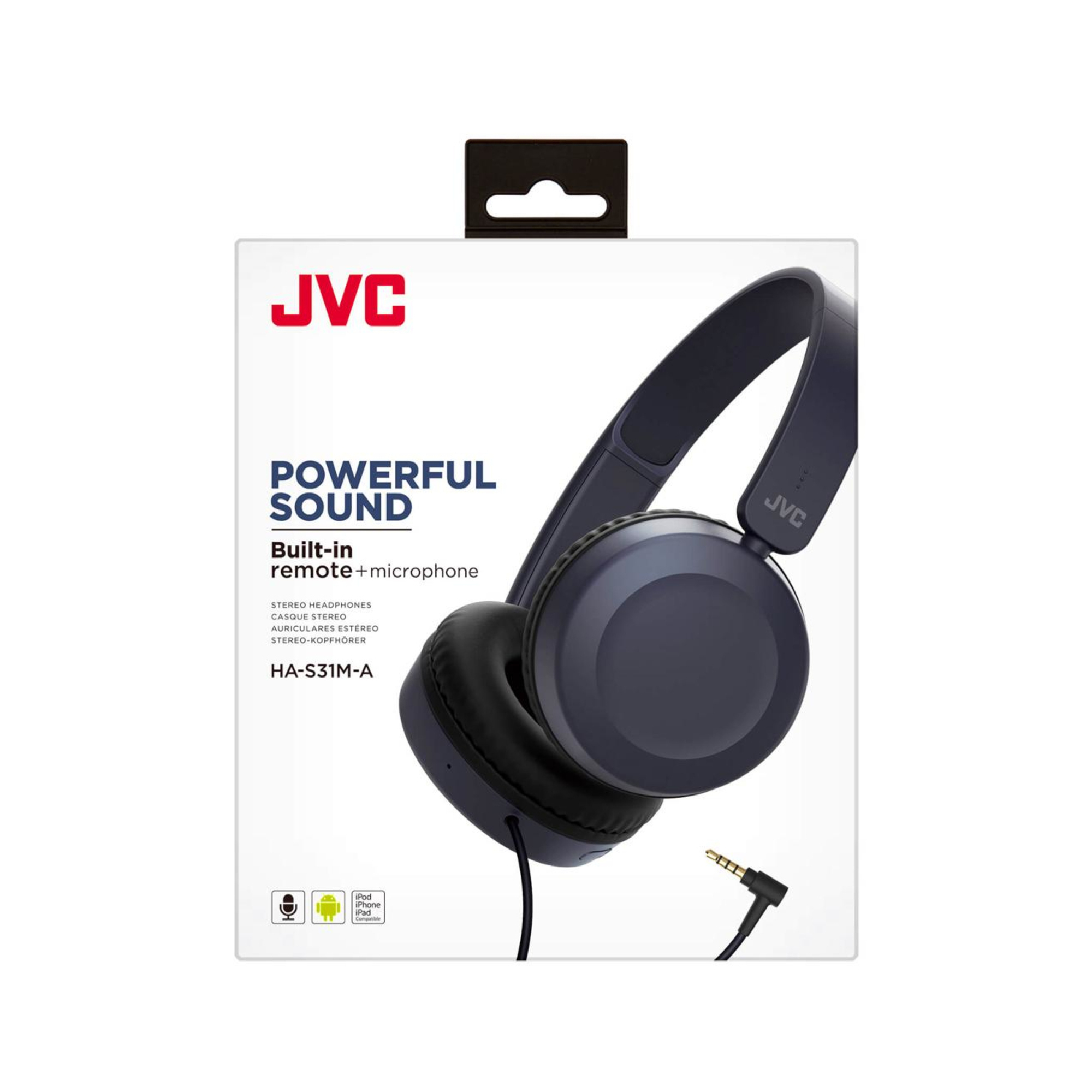 JVC HA-S31M-A Casque Avec fil Arceau Appels/Musique Bleu - Neuf