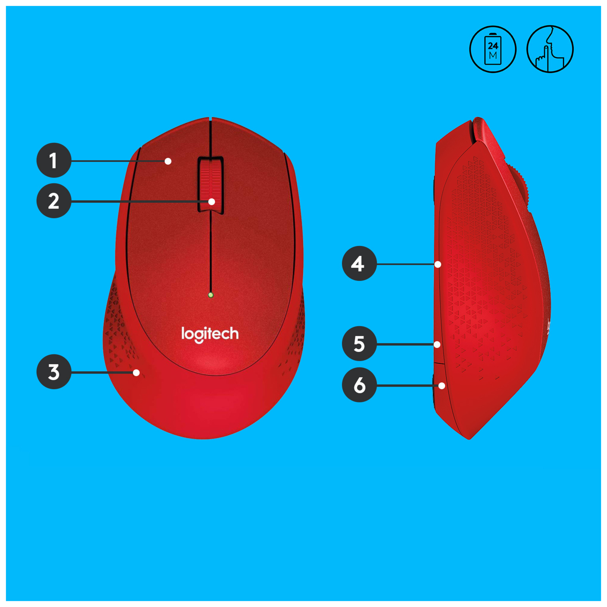 Logitech M330 Silent Plus - Rouge - Neuf