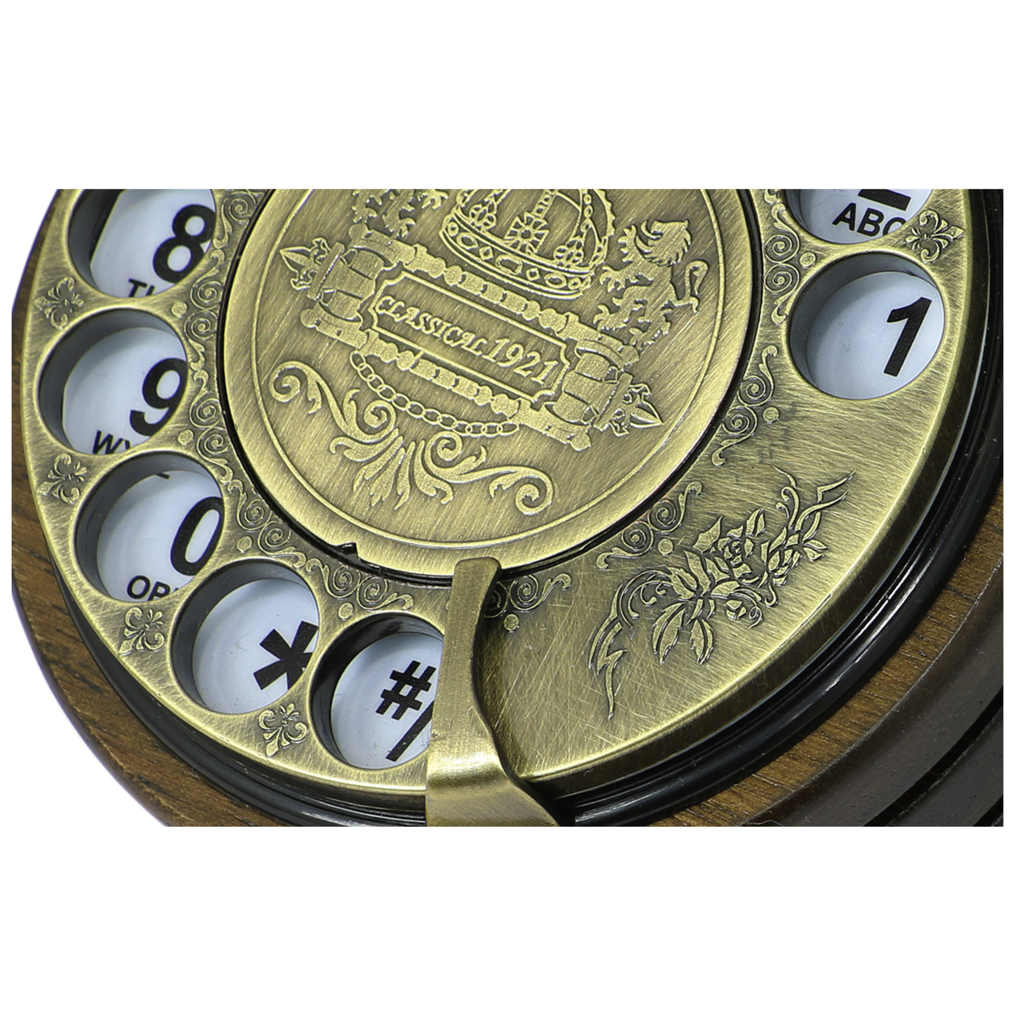 OPIS 1921 CABLE D téléphone mural rétro en bois et metal avec cadran rotatif Neuf - vue 2