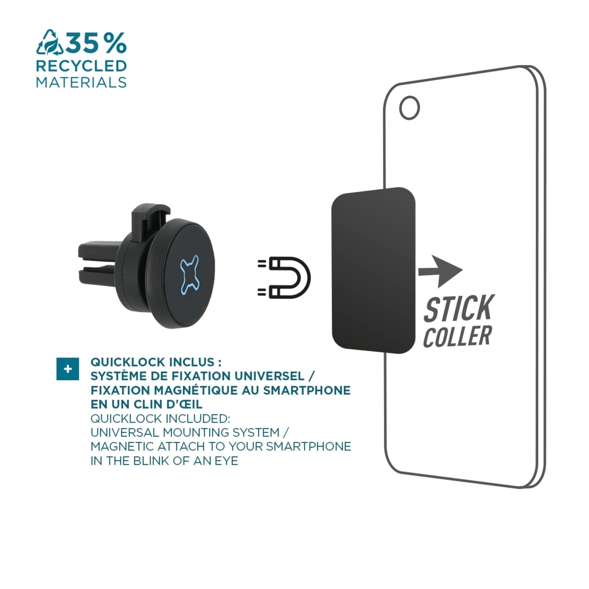 Support Téléphone Voiture Grille d'Aération Support Smartphone Magnétique Rotation 360° Universel Neuf - vue 3