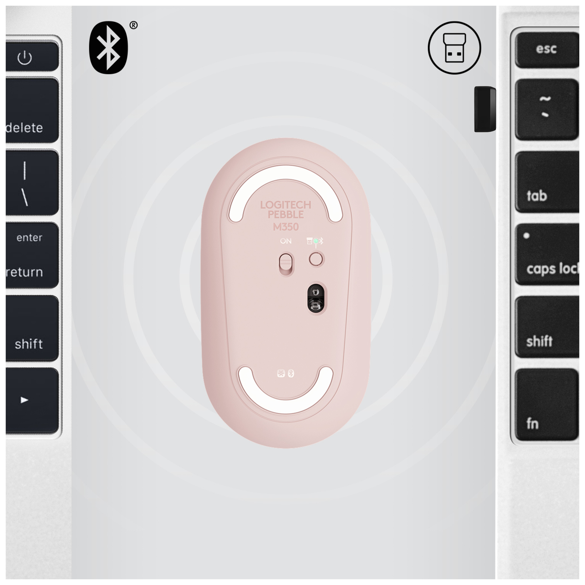 Logitech Pebble sans fil avec Bluetooth ou récepteur 2 4 GHz silencieuse et ultra fine pour ordinateur portable notebook iPad PC Mac et Chromebook - vue 7