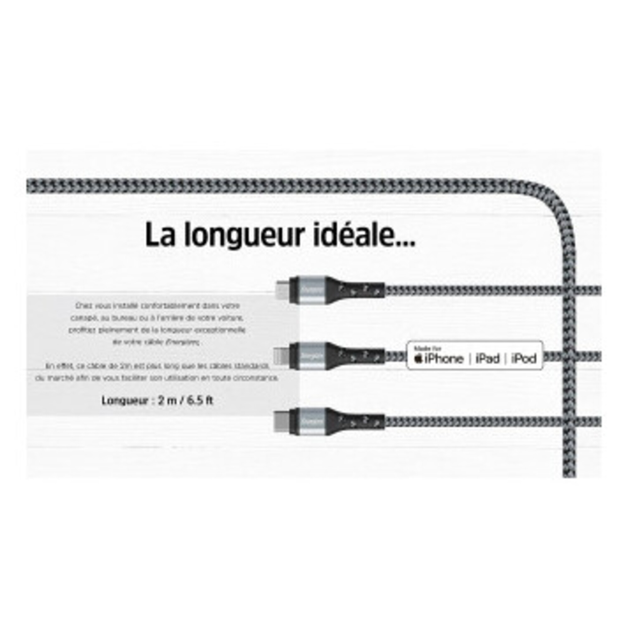 Energizer Câble USB-A vers USB-C 2m Blanc - vue 4