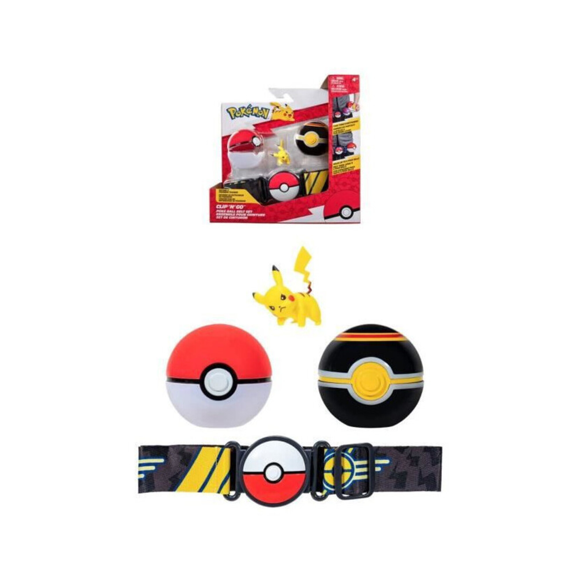 Ceinture Clip 'N' Go BANDAI - Pokémon - 1 ceinture, 1 Poké Ball, 1 Luxury Ball et 1 figurine 5 cm Pikachu - Neuf