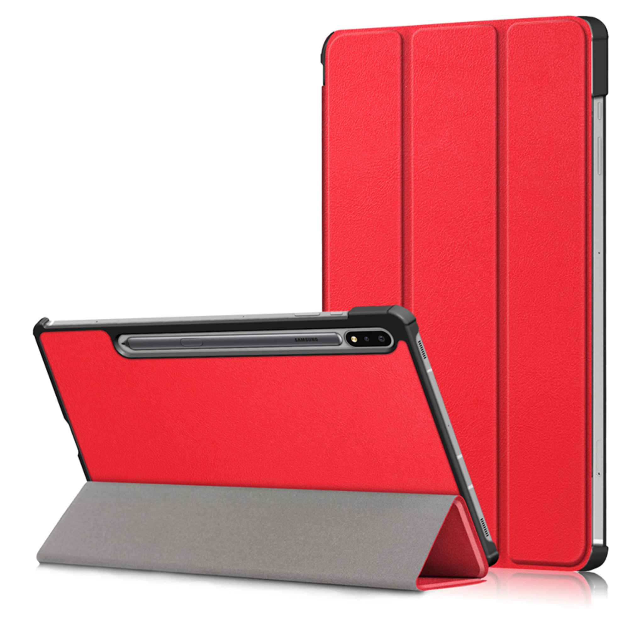 XEPTIO Housse Samsung Galaxy Tab S7 Plus / S8 Plus / S7 FE 12.4 pouces smartcover rouge - Etui coque Pochette protection Tab S7 FE 5G / S7+ / S8+ - Neuf