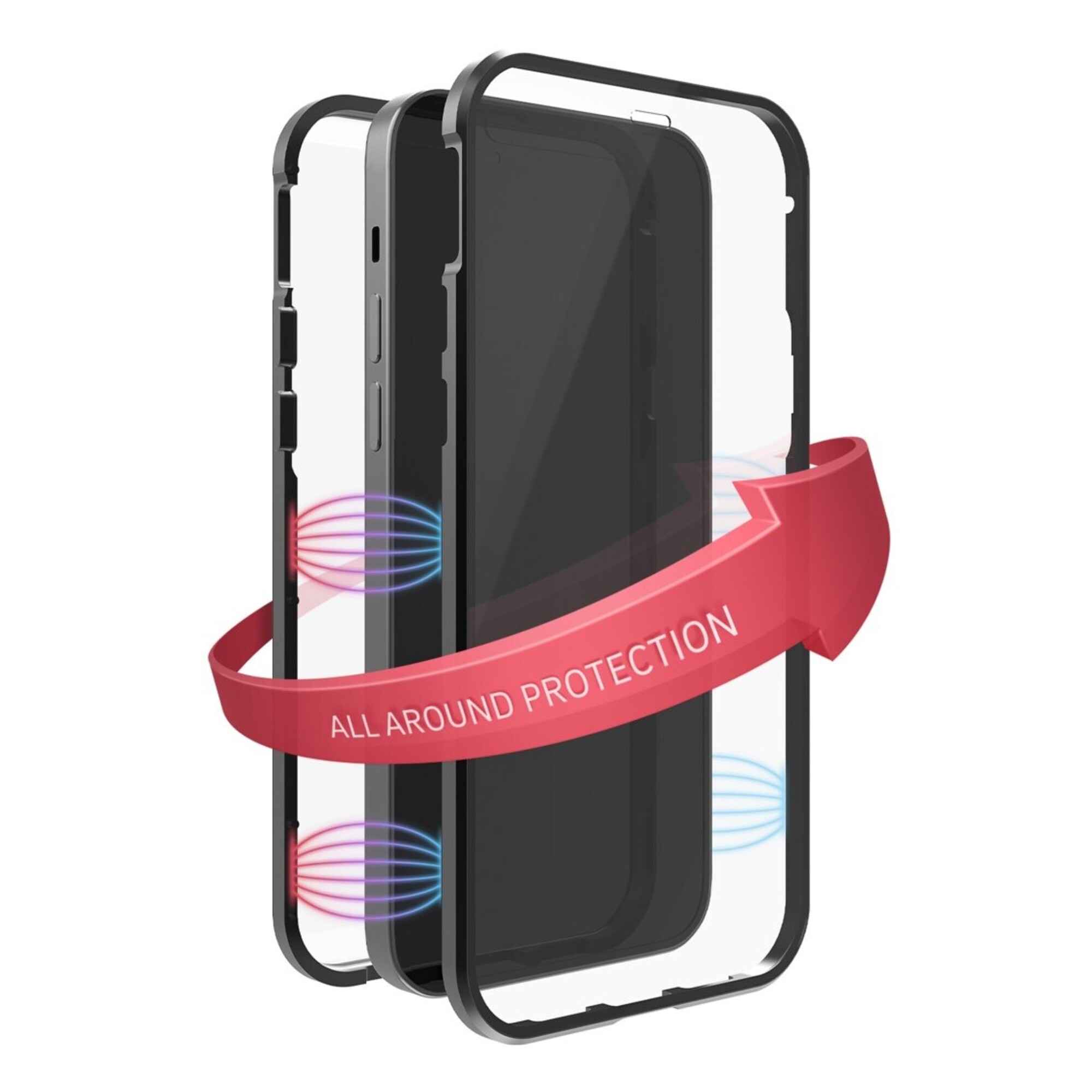 BLACK ROCK Coque de protection 360&deg; Glass pour iPhone 12 Pro Max, noir - Neuf