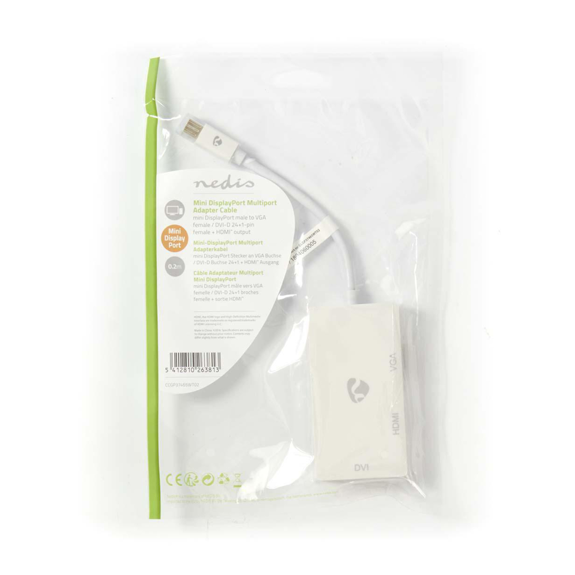 Nedis Adaptateur Mini DisplayPort vers HDMI DVI et VGA MâleFemelle - vue 2
