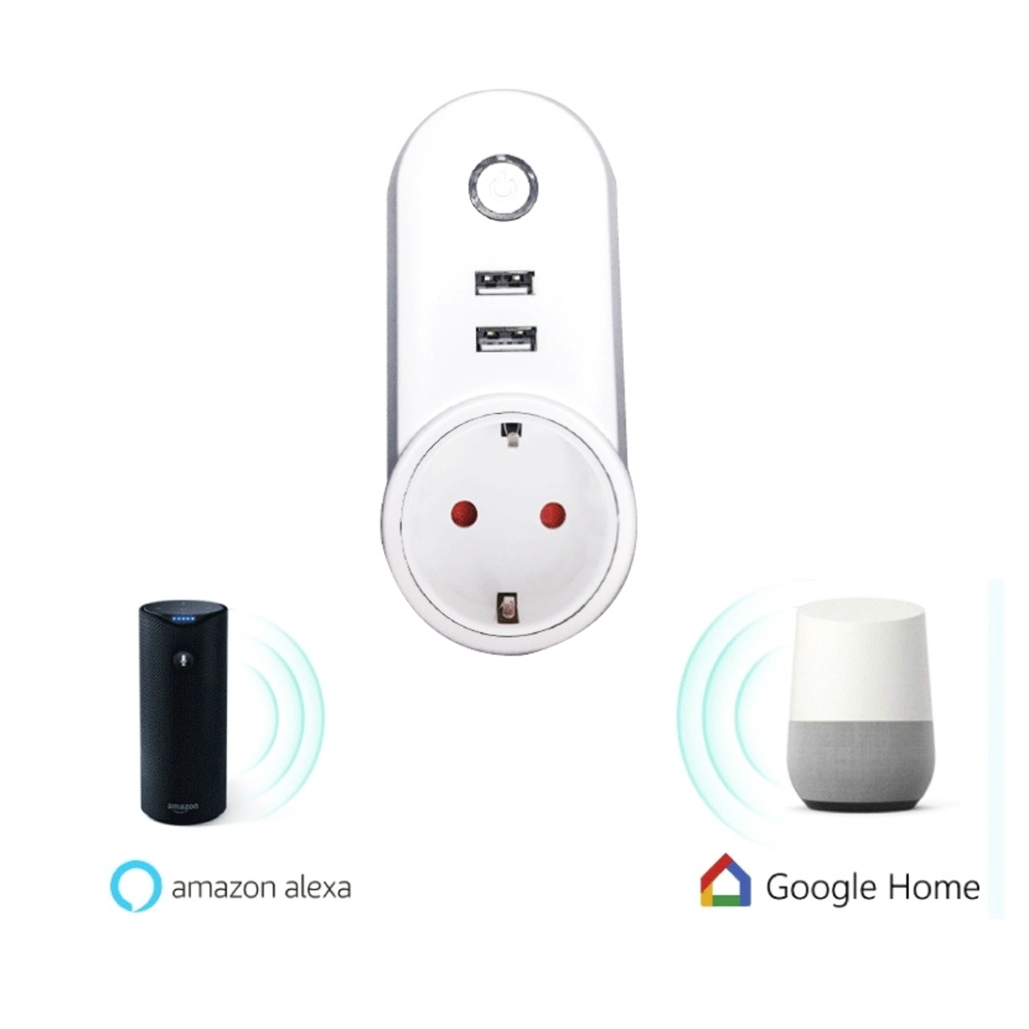 Prise Connectée Compatible Alexa Google Home 2 Ports USB Wifi Adaptée Eu YONIS - Neuf