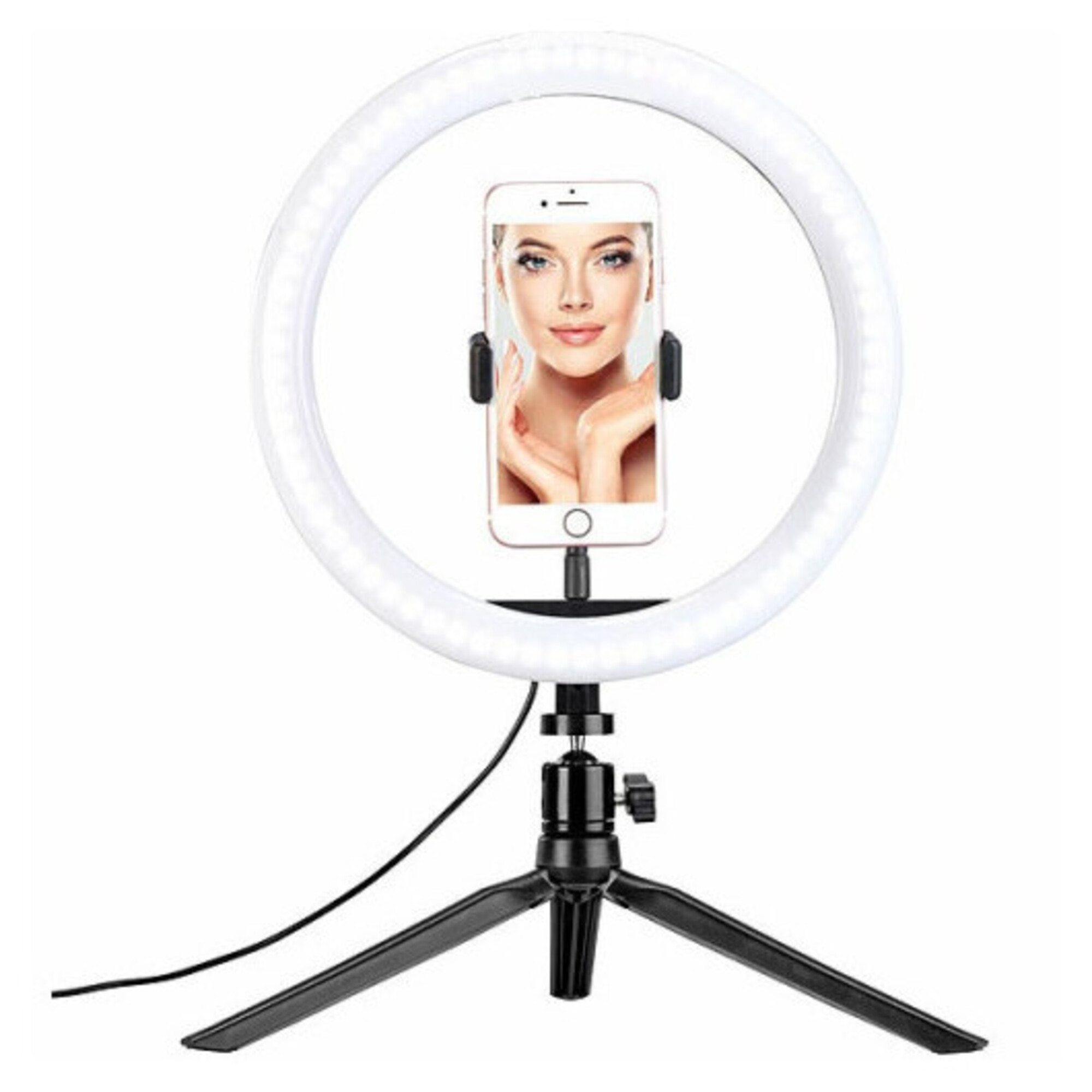 Anneau LED Selfie avec support téléphone et mini-trépied - Neuf