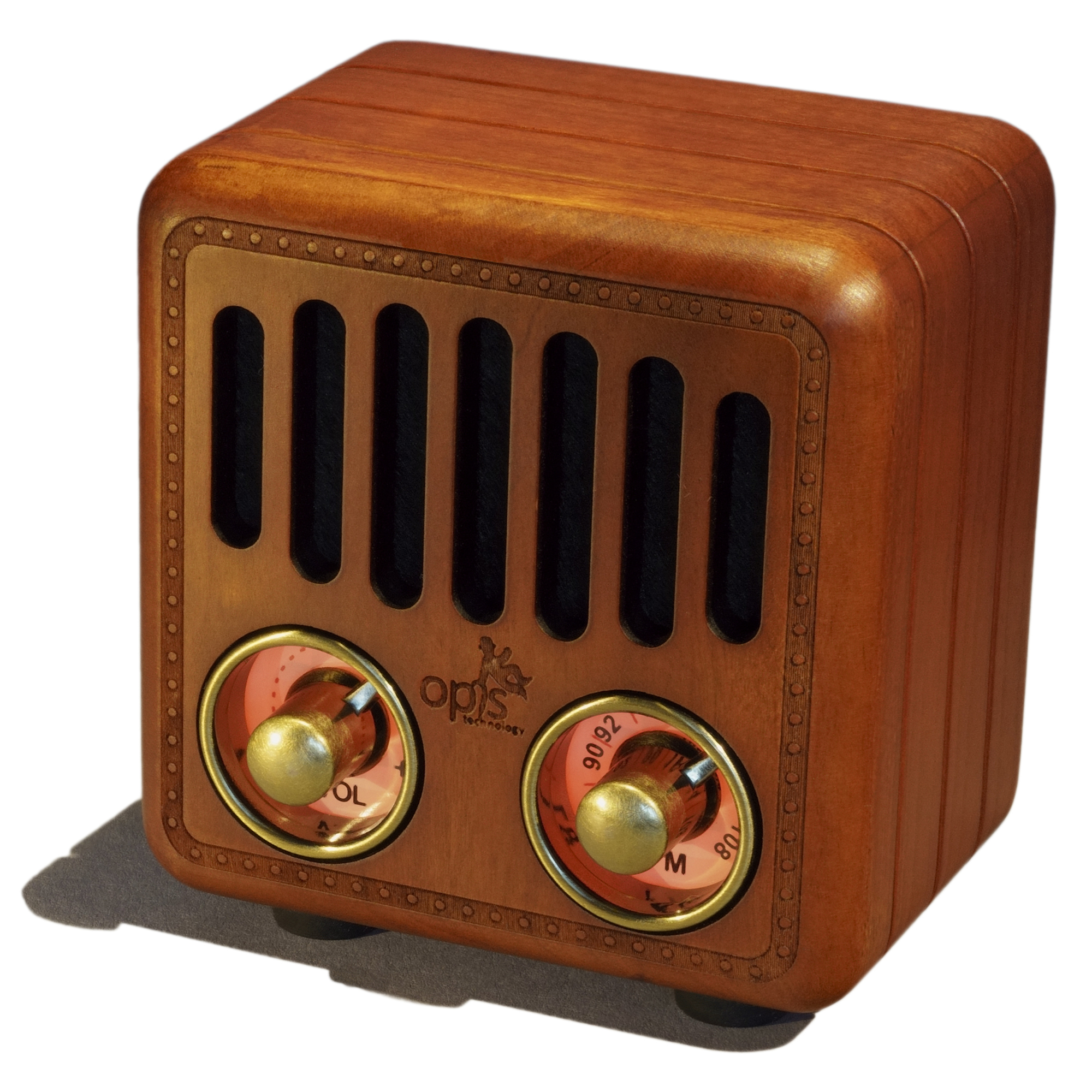 Petit Haut parleur Bluetooth Rétro en Bois et Radio VHF Merisier Neuf - vue 4