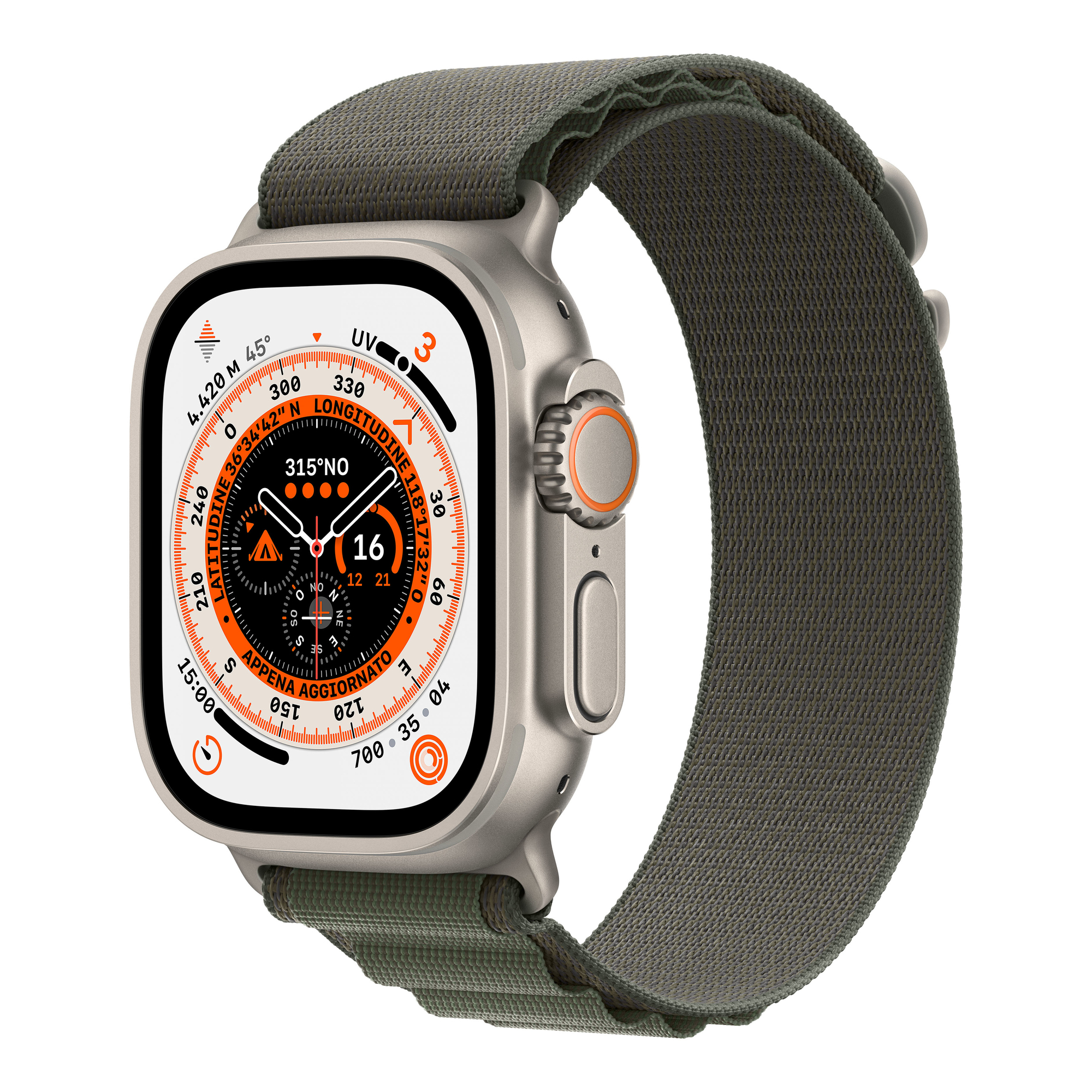 Watch Ultra GPS + Cellular, Bo&icirc;tier en Titane de 49 mm avec Boucle Alpine - Vert - Taille du bracelet - M - Neuf