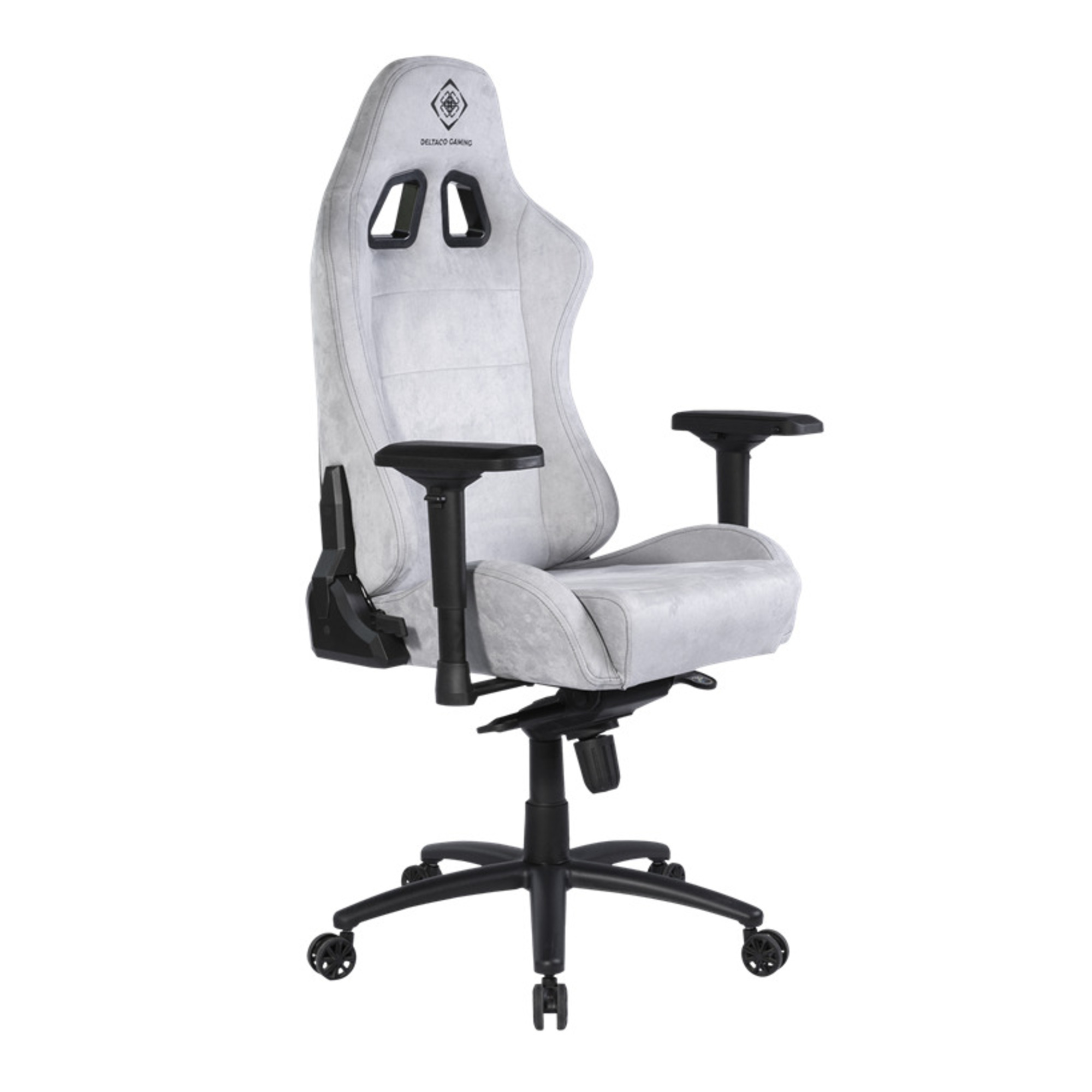 DELTACO GAMING - Fauteuil gaming, accoudoirs 4D, Alcantara gris clair, max 130kg - Neuf