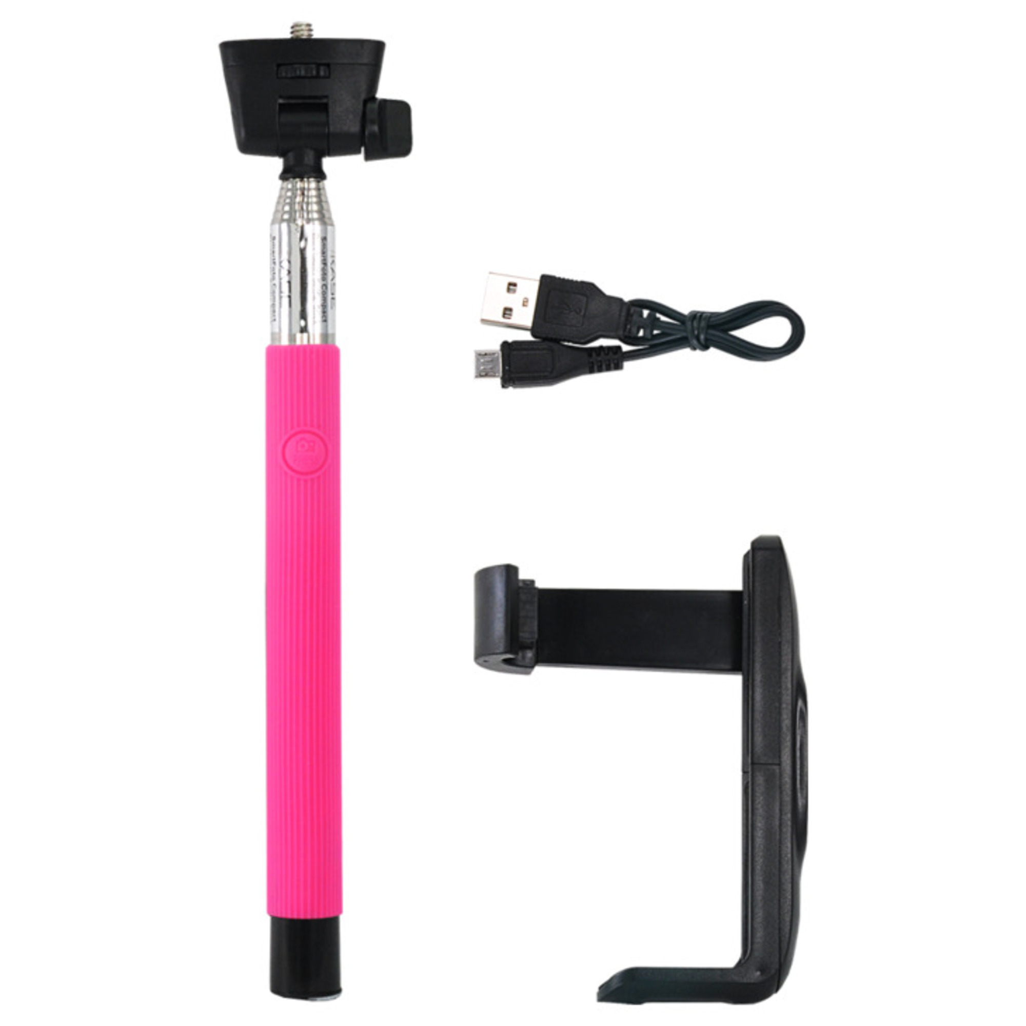 SmartFoto Compact Bluetooth Selfie Stick, Rose - Neuf