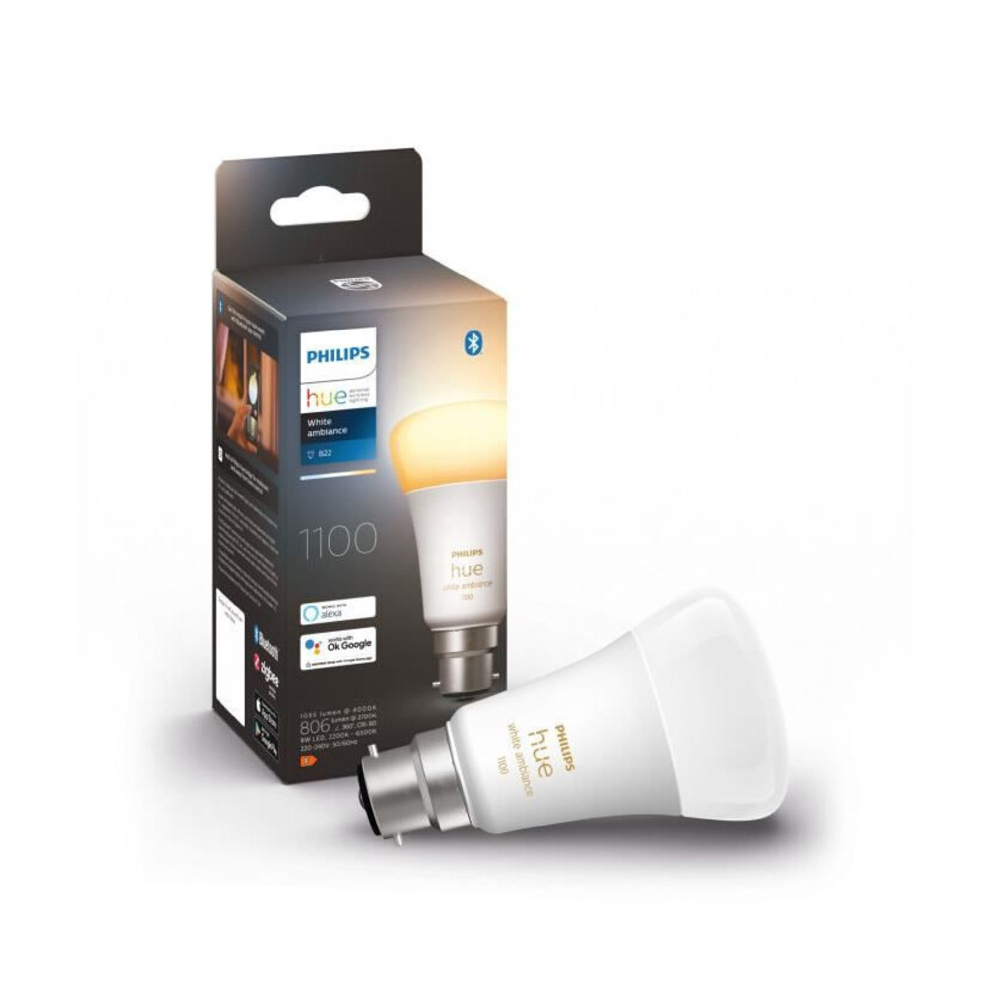 PHILIPS Hue White Ambiance - Ampoule LED connectée B22 équivalent 75W - Compatible Bluetooth - Neuf