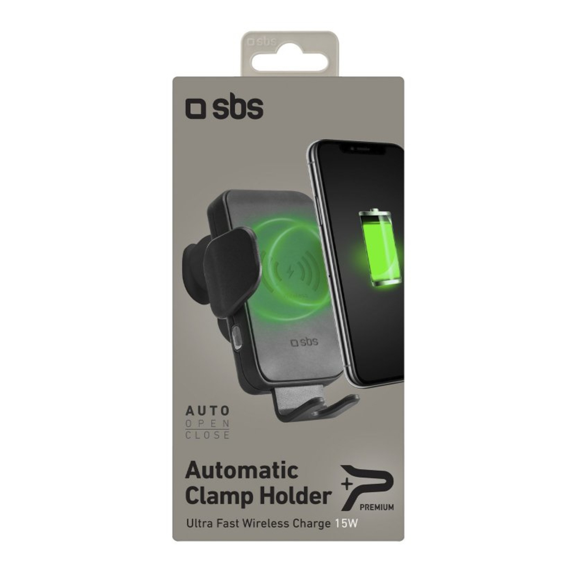SBS Automatic Car Holder with QI Fast Charger Support actif Mobilesmartphone Neuf - vue 2