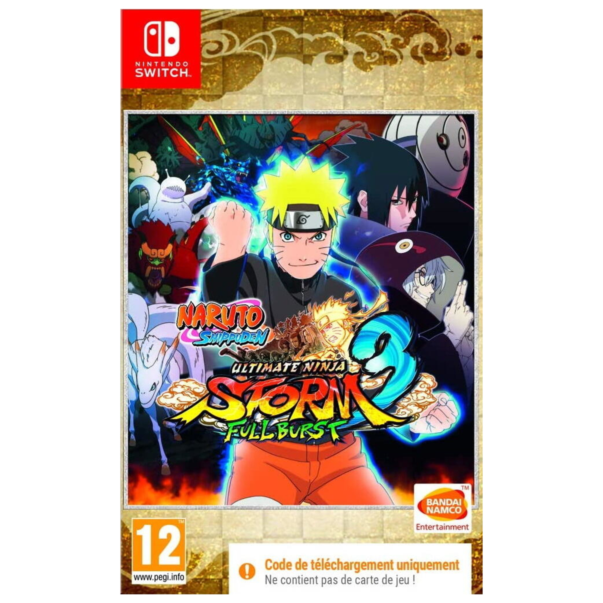 BANDAI NAMCO Entertainment Naruto Shippuden : Ultimate Ninja Storm 3 Full Burst - Code in a Box Standard Allemand, Anglais, Espagnol, Français, Italien, Russe Nintendo Switch - Neuf