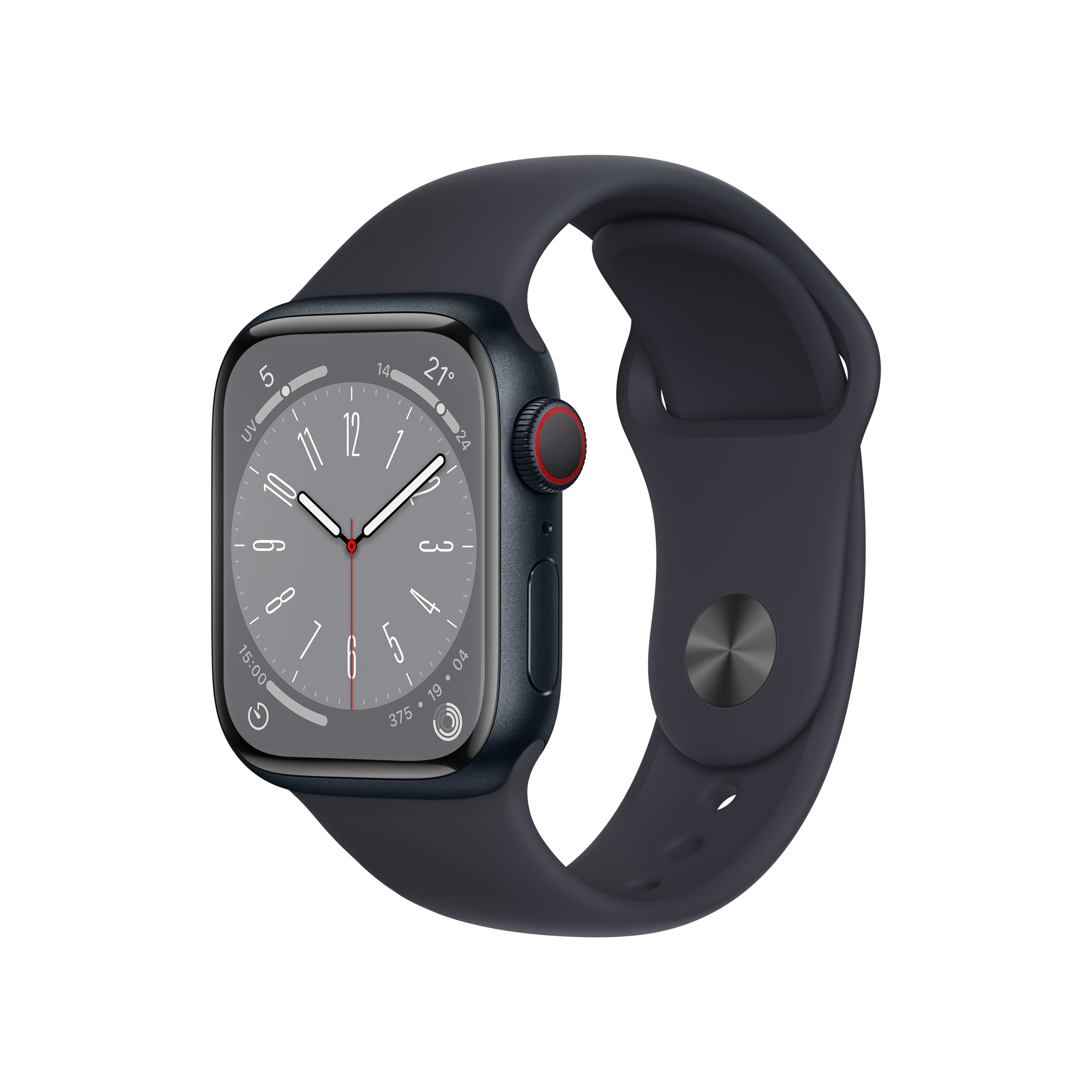 Watch Series 8 OLED 41 mm - Boîtier en Aluminium Minuit - GPS + Cellular - Bracelet Sport - Minuit - Bon état