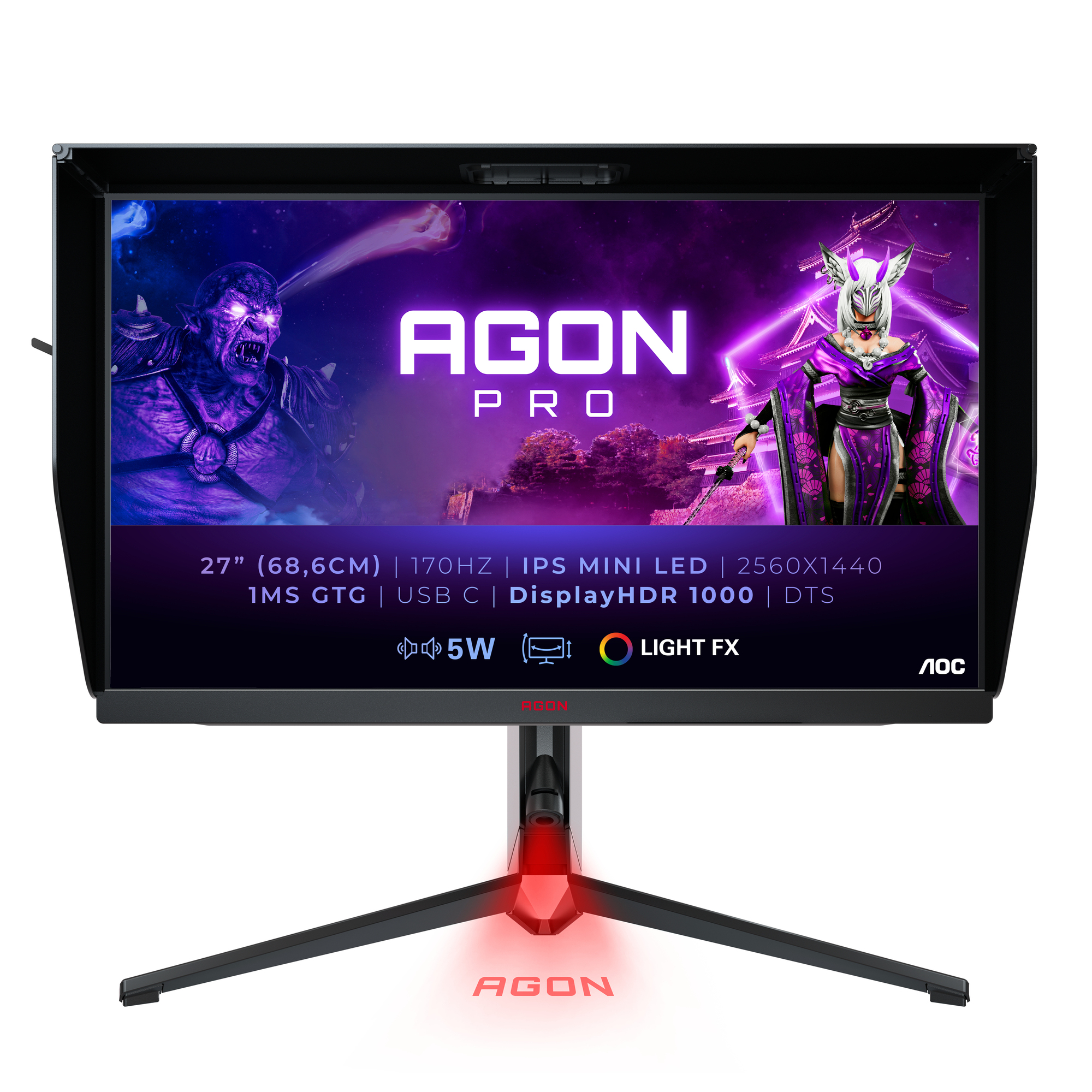 AOC AG274QXM écran plat de PC 68,6 cm (27 ) 2560 x 1440 pixels Quad HD LED Noir, Rouge - Neuf