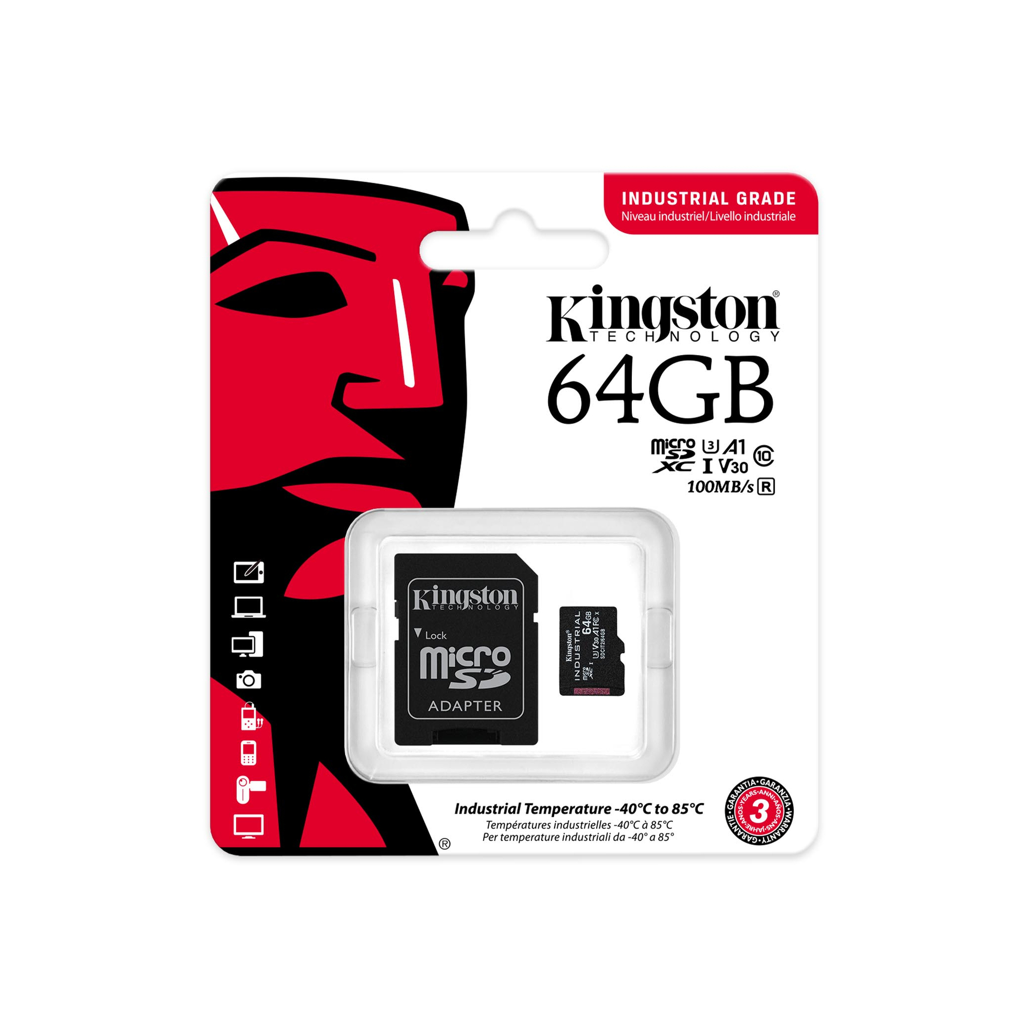 Kingston Technology Industrial 64 Go MicroSDXC UHS-I Classe 10 - Neuf