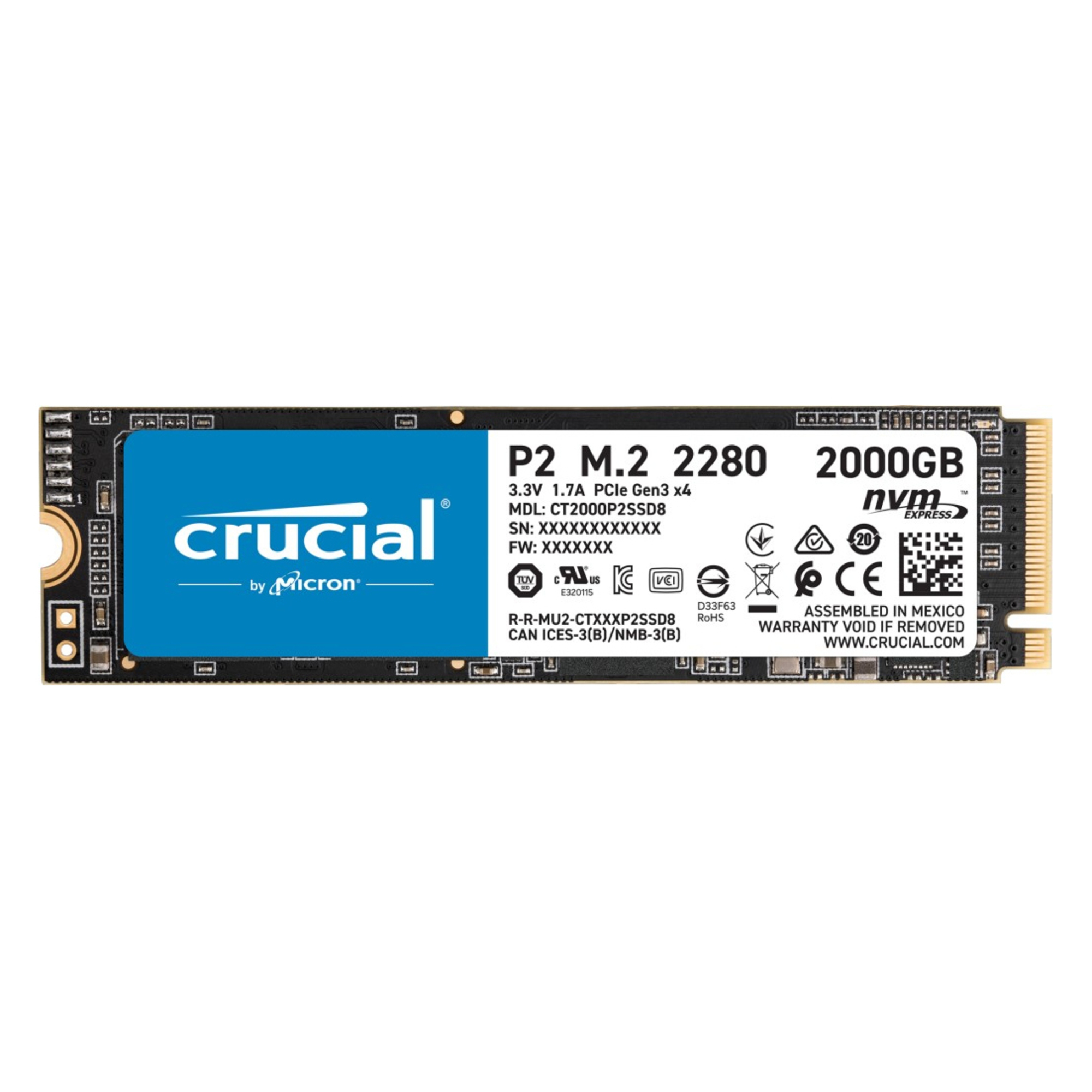 Crucial P2 .2 PCI Express 3.0 NVMe Neuf