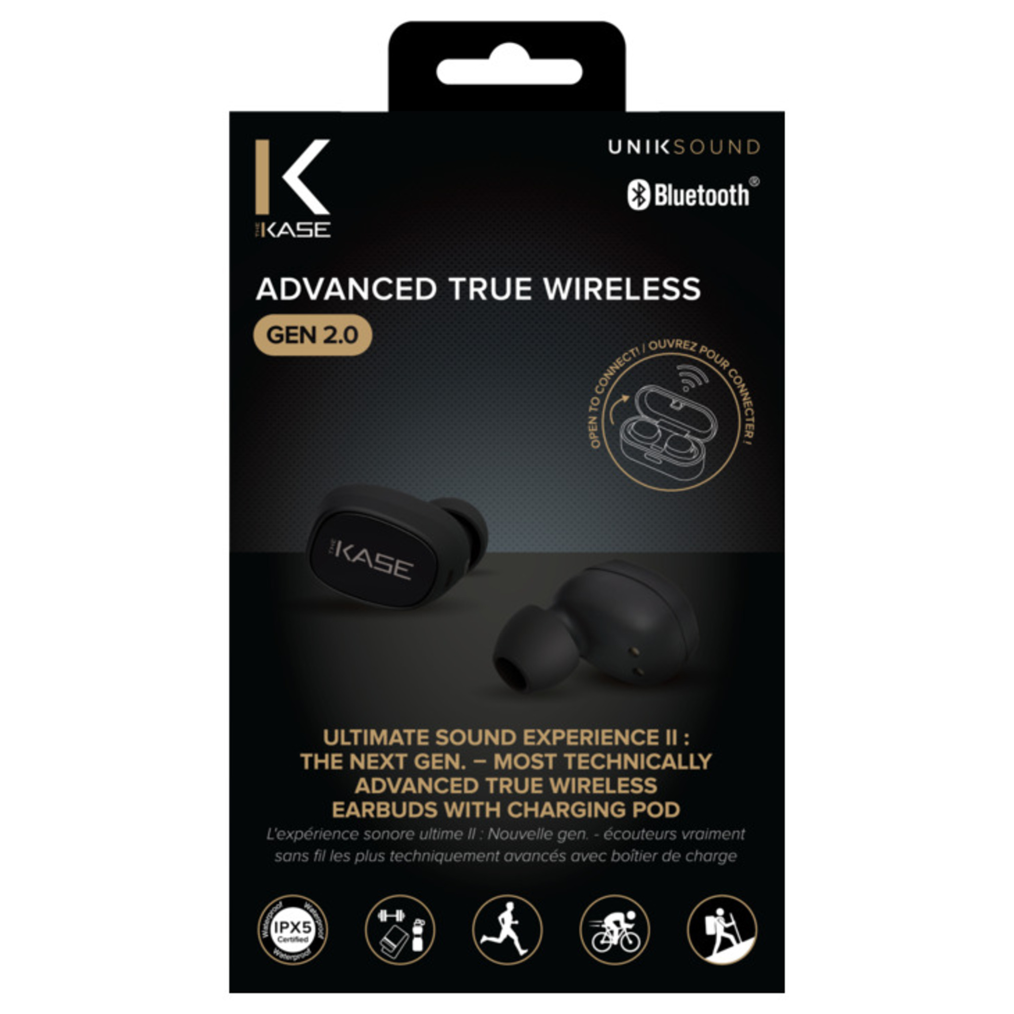 Ecouteurs intra-auriculaires Advanced True Wireless sans fil Gen 2.0 avec boîtier de charge, Noir - Neuf