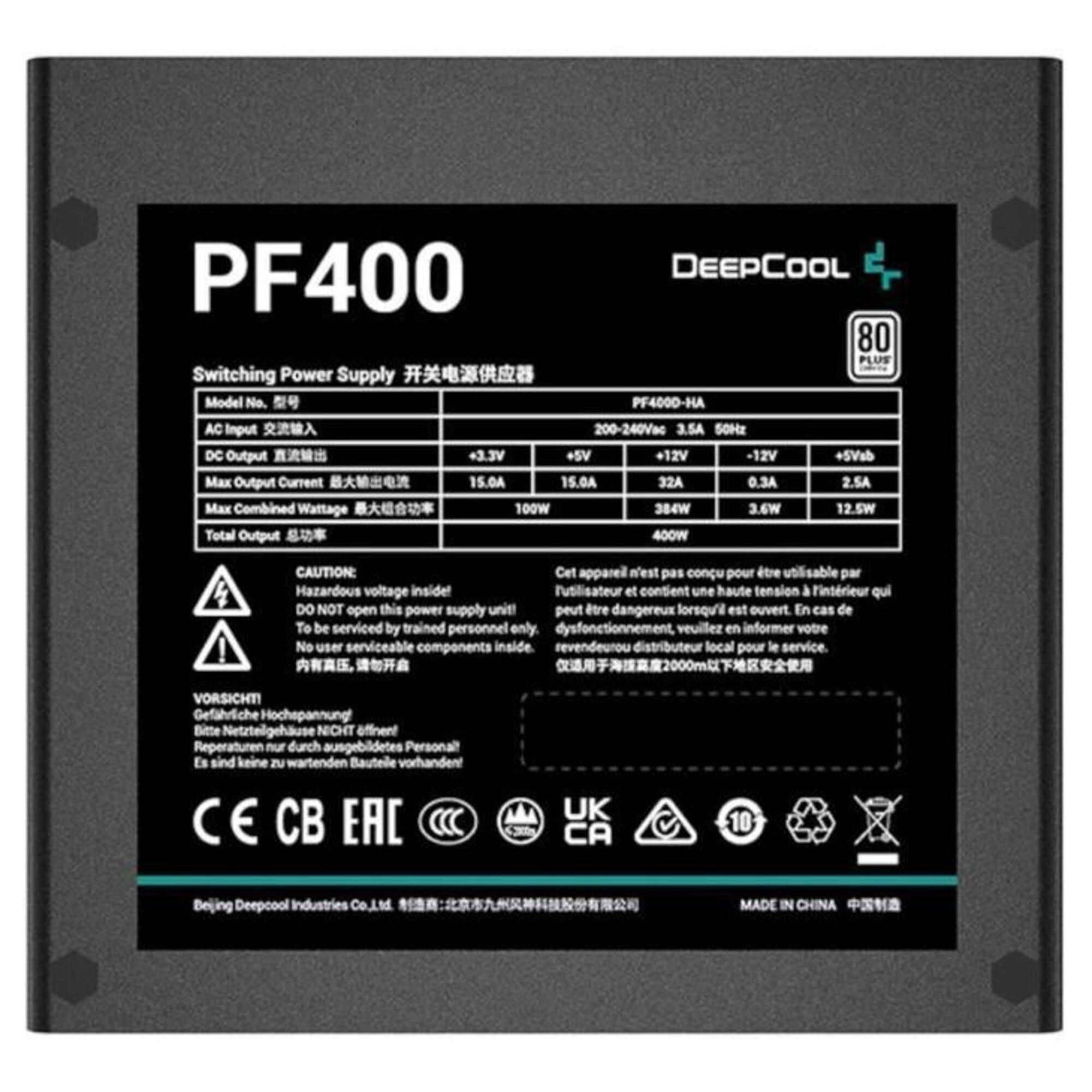 Alimentation PC Interne DEEPCOOL PF400 80+ R PF400D HA0B EU Neuf - vue 2