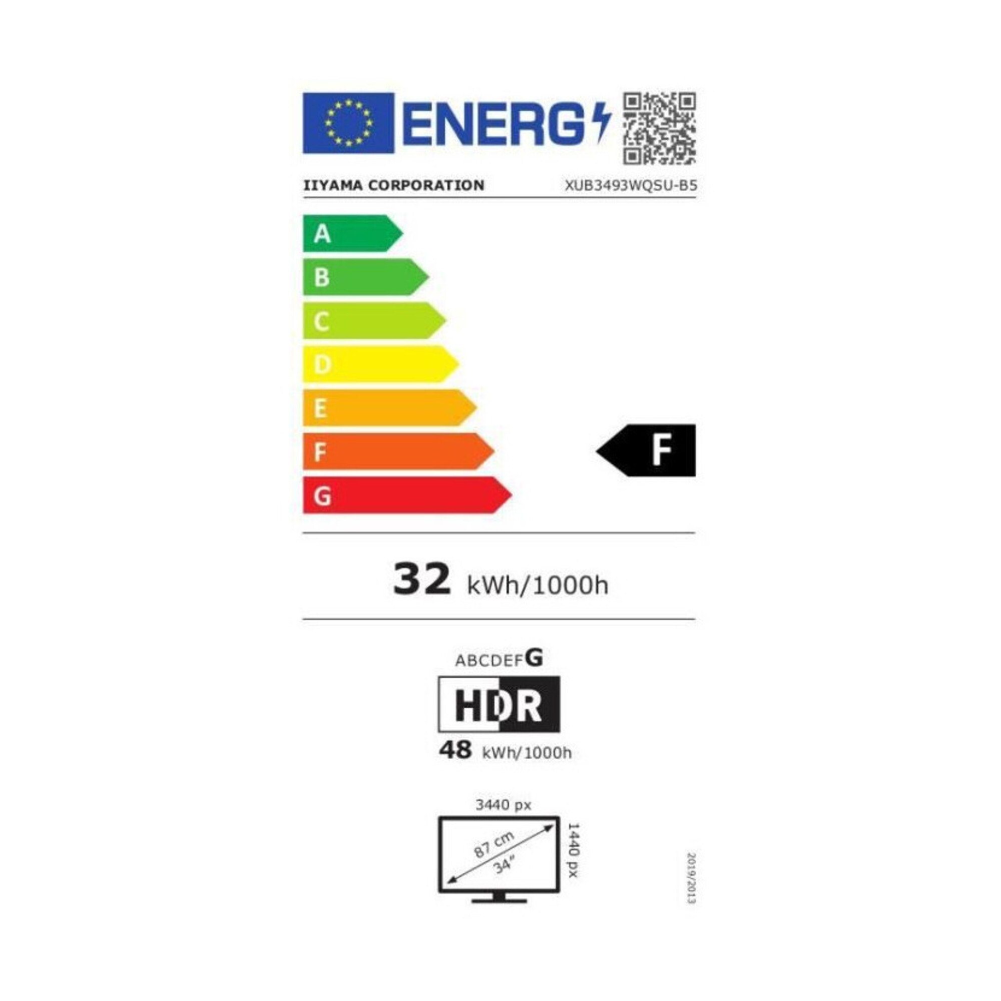 iiyama ProLite XUB3493WQSU-B5 écran plat de PC 86,4 cm (34 ) 3440 x 1440 pixels UltraWide Quad HD LED Noir - Neuf