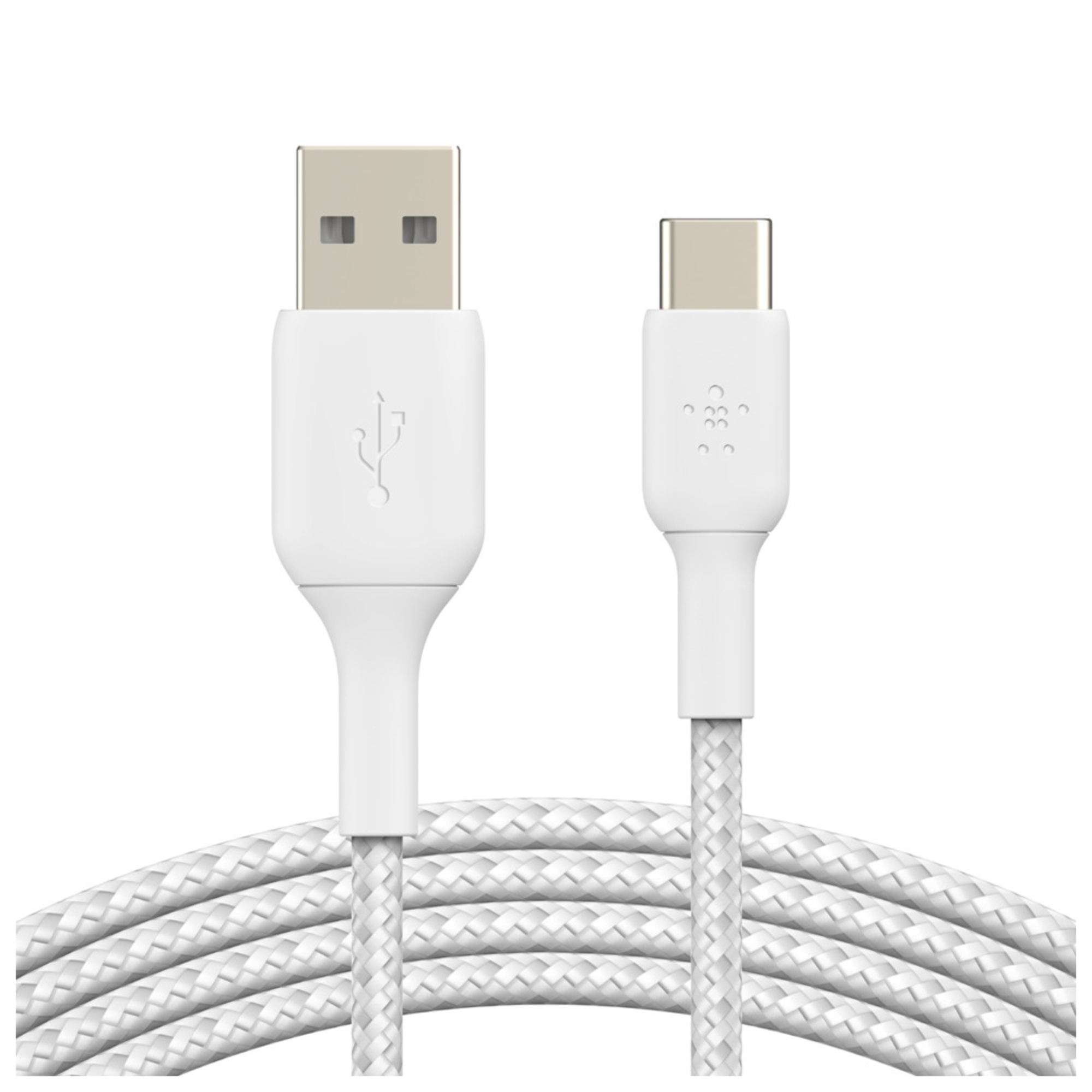 Câble à gaine tressée USB-C vers USB-A BOOST?CHARGE™ (2 m) Blanc - Neuf