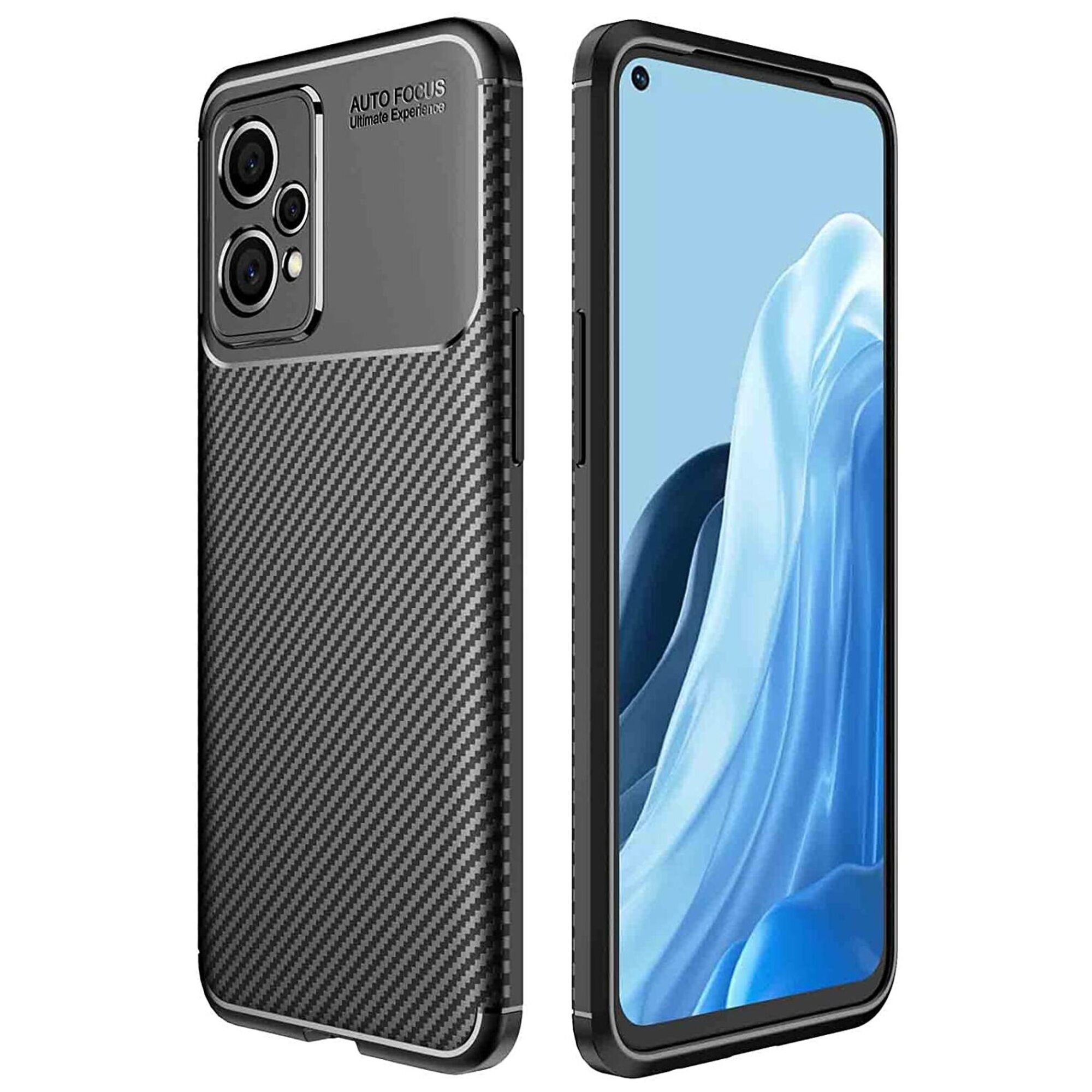 XEPTIO Coque bross&eacute;e noire pour Oppo Realme 9 Pro Plus 5G / Realme 9 4G Carbon Fiber Antichoc pochette