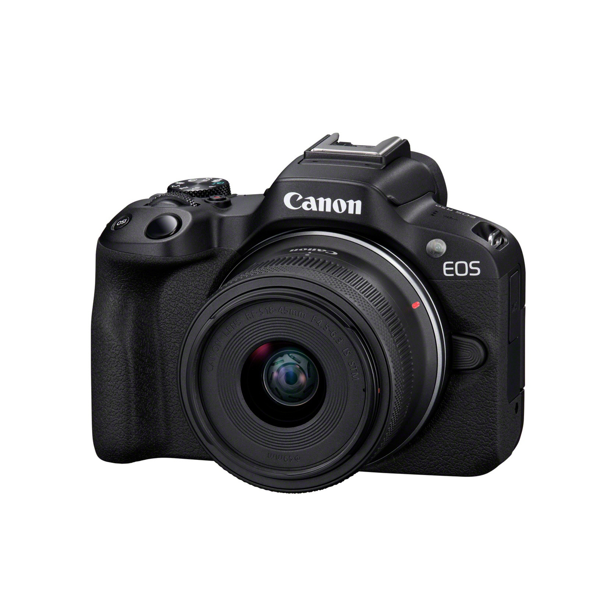 Canon EOS R50, Black + RF-S 18-45mm F4.5-6.3 IS STM Kit MILC 24,2 MP CMOS 6000 x 4000 pixels Noir - Neuf