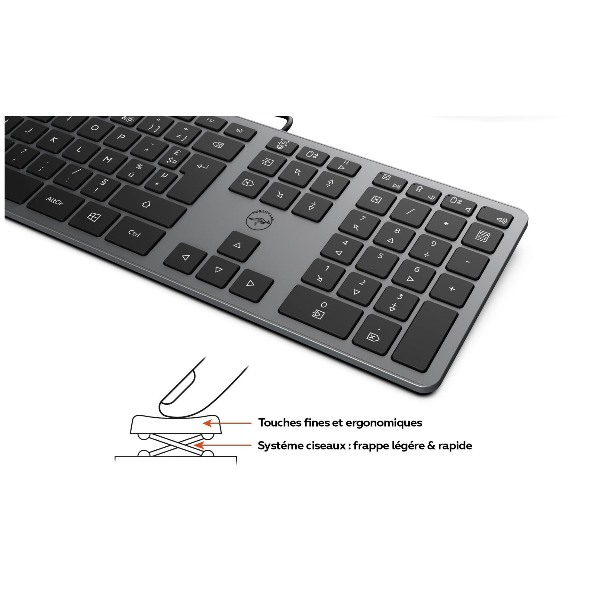 MOBILITY LAB - Clavier PC Ultraslim Filaire - Neuf