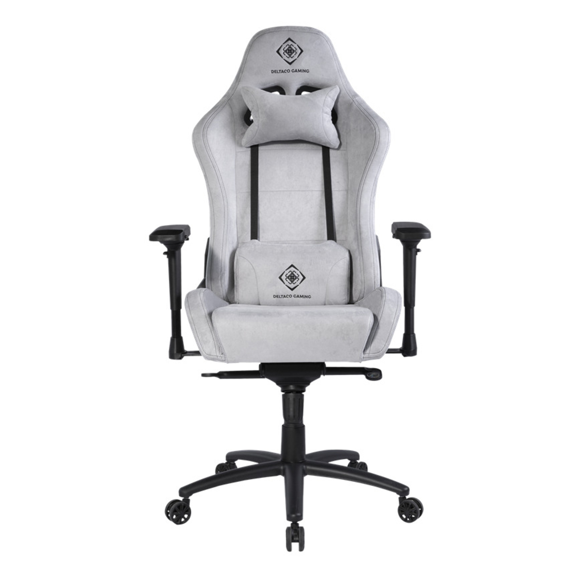 DELTACO GAMING - Fauteuil gaming, accoudoirs 4D, Alcantara gris clair, max 130kg - Neuf