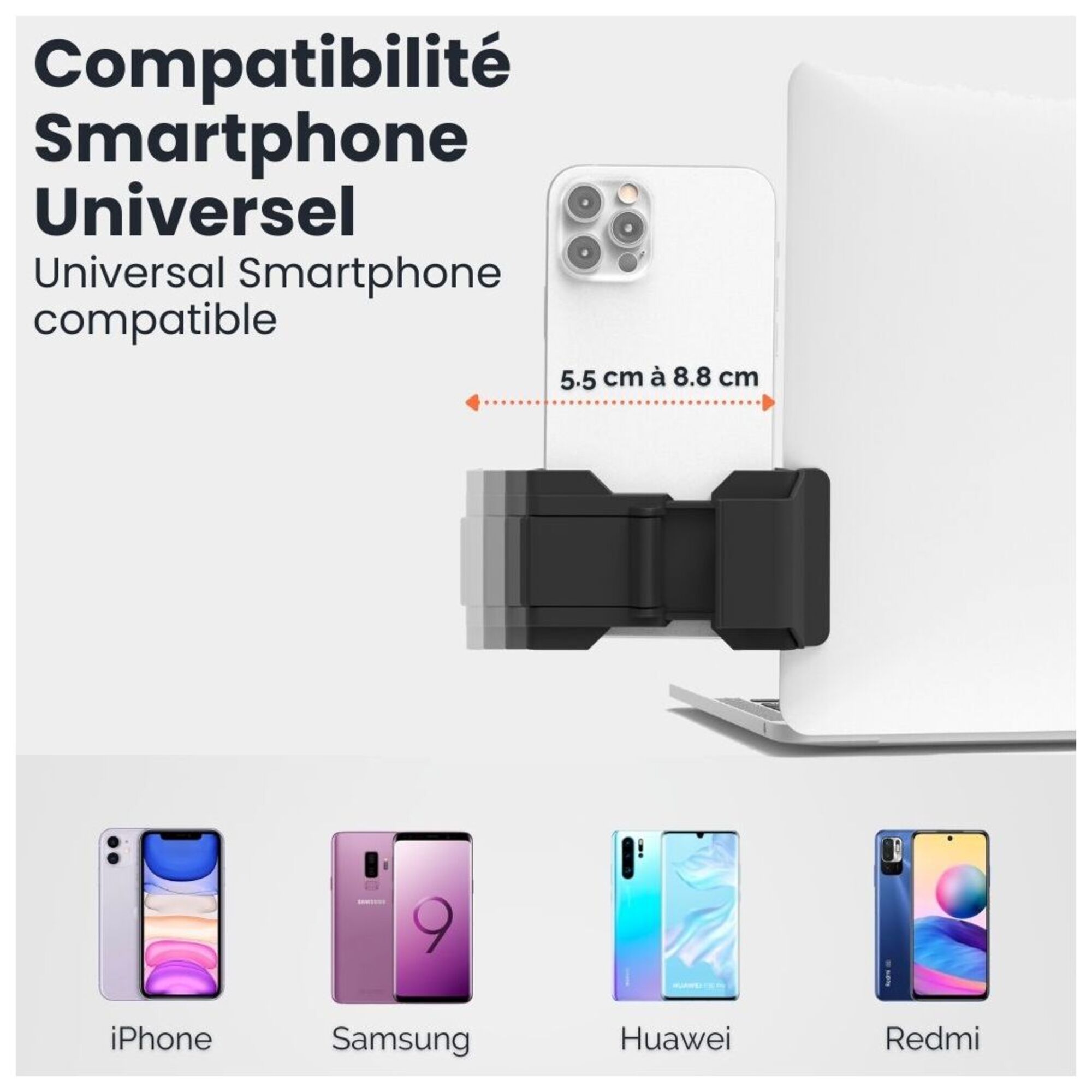 PHONESIDE Support smartphone sur laptop et écrans pc - vue 4