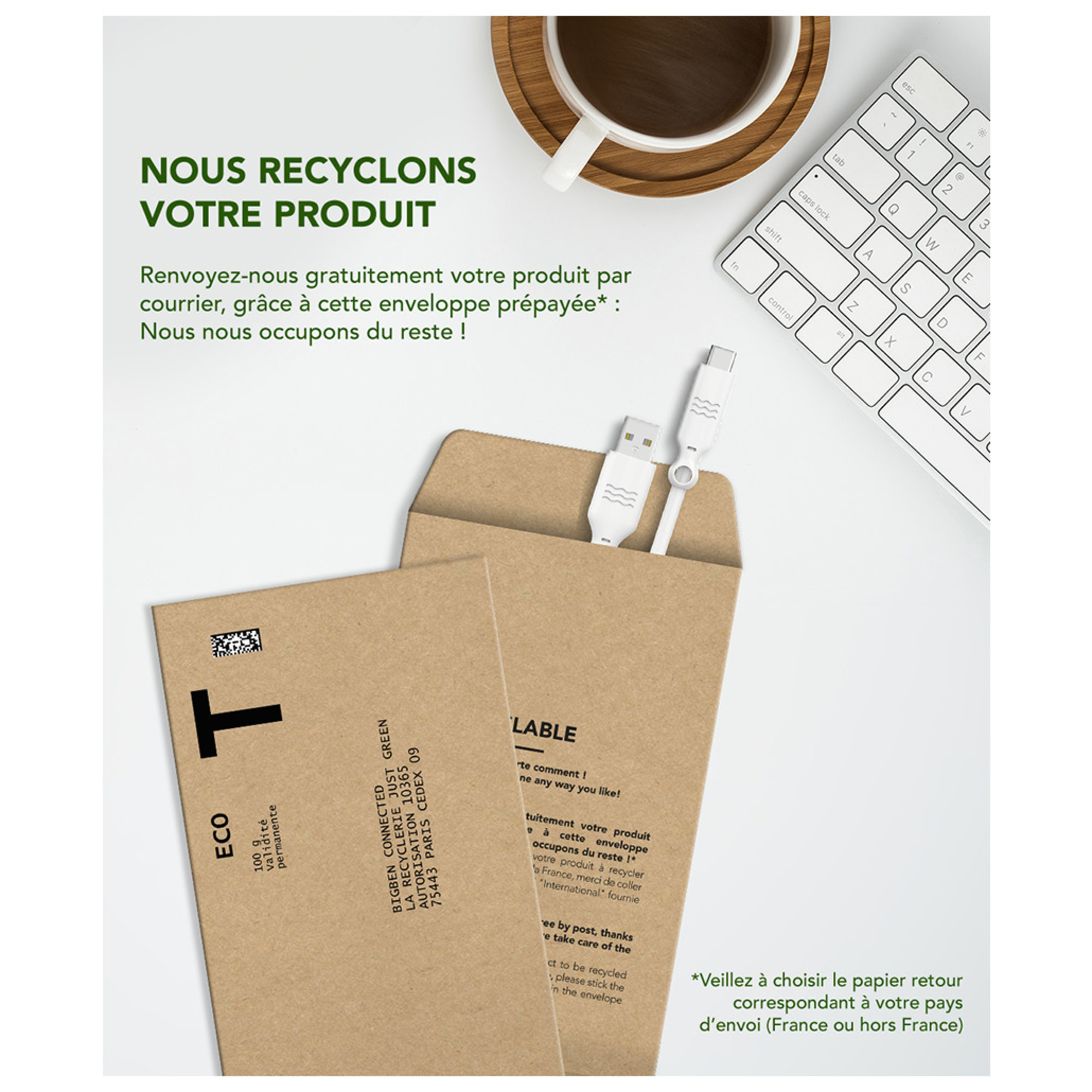Câble Eco conçu USB A / USB C 1.2m PD Just Neuf - vue 2