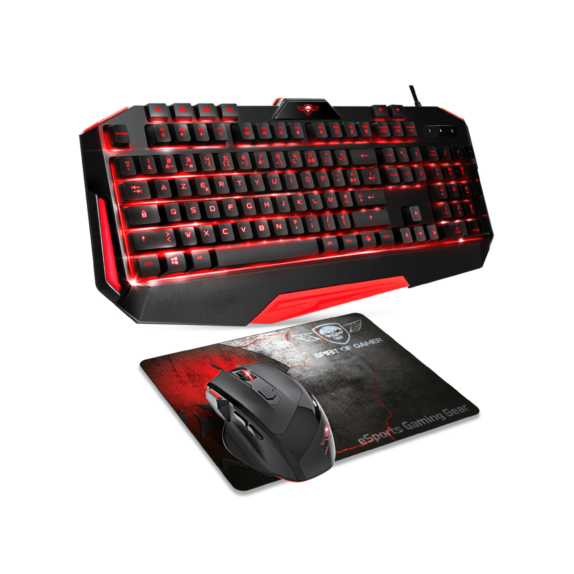 Spirit of Gamer Pro MK3 clavier Souris incluse Jouer USB AZERTY Noir - Neuf