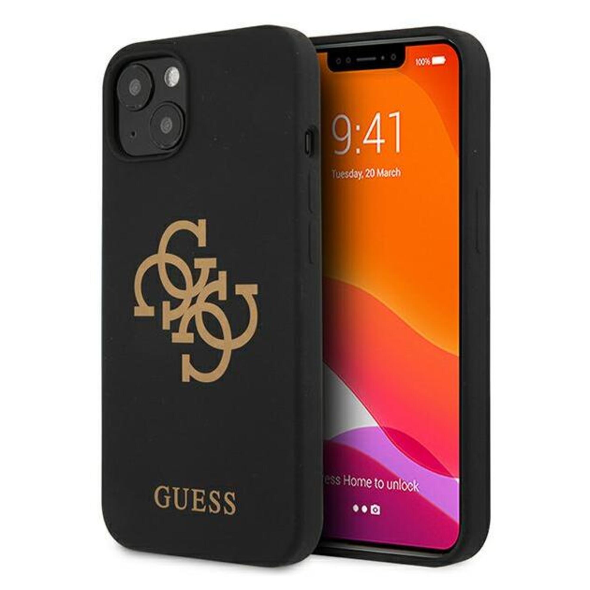 Guess Etui do iPhone 13 mini 5,4 czarny Silicone 4G Logo - vue 1