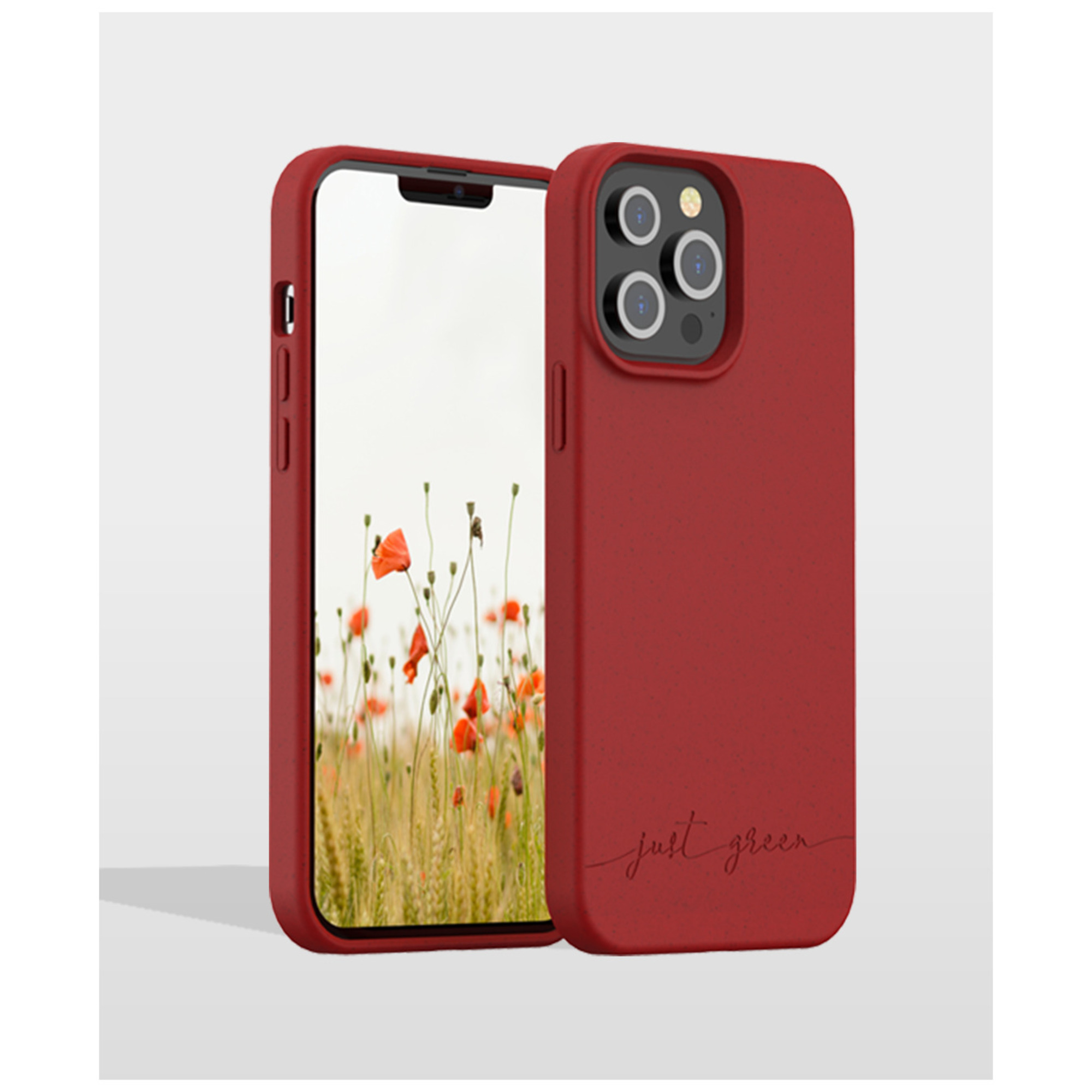 Funda Biodegradable Roja para iPhone 13 Pro Max Just Green - nuevo